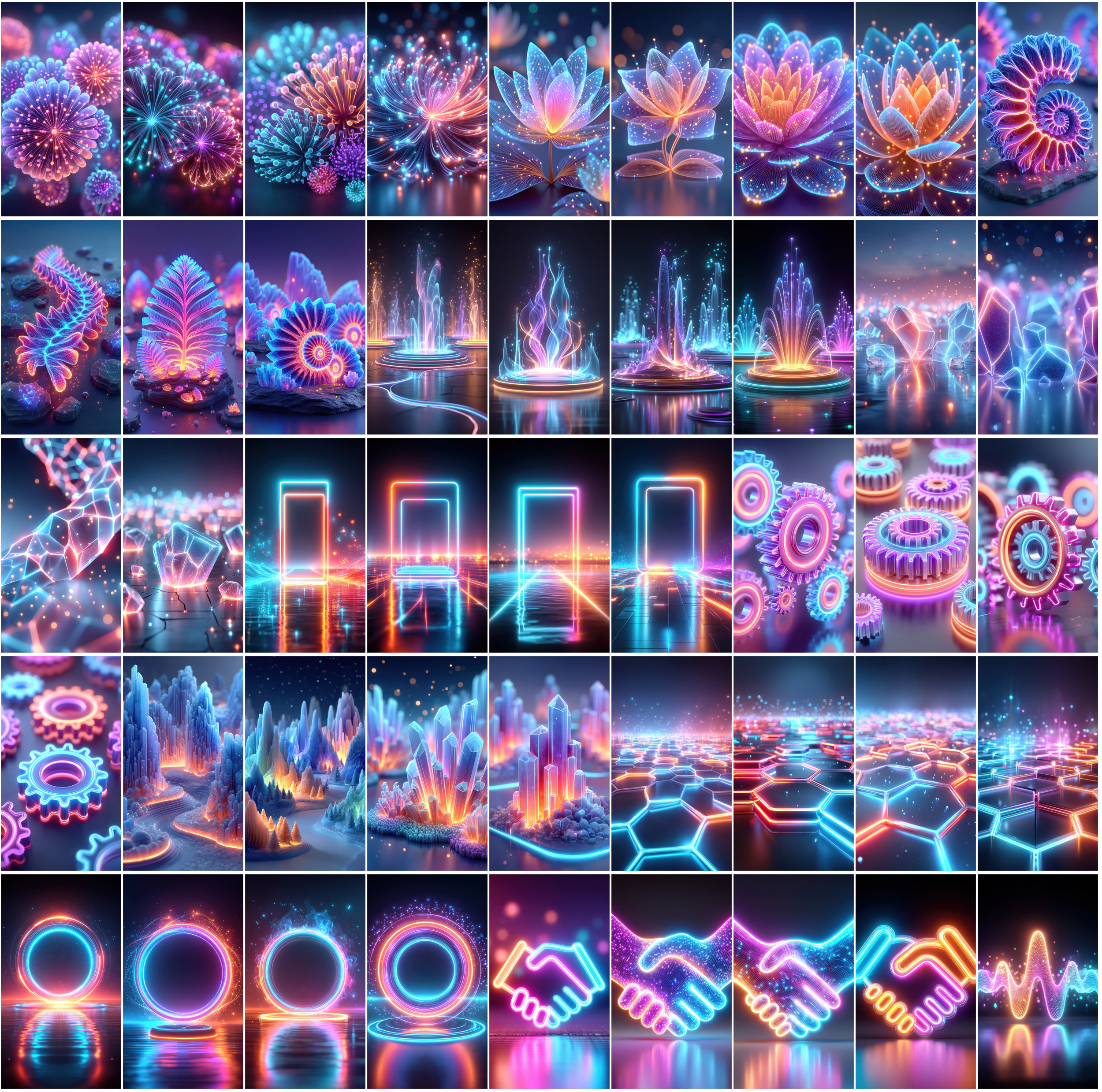 1140 Neon Abstract Backgrounds – 3D Futuristic Blue & Pink Light Renders | Vertical & Horizontal JPGs