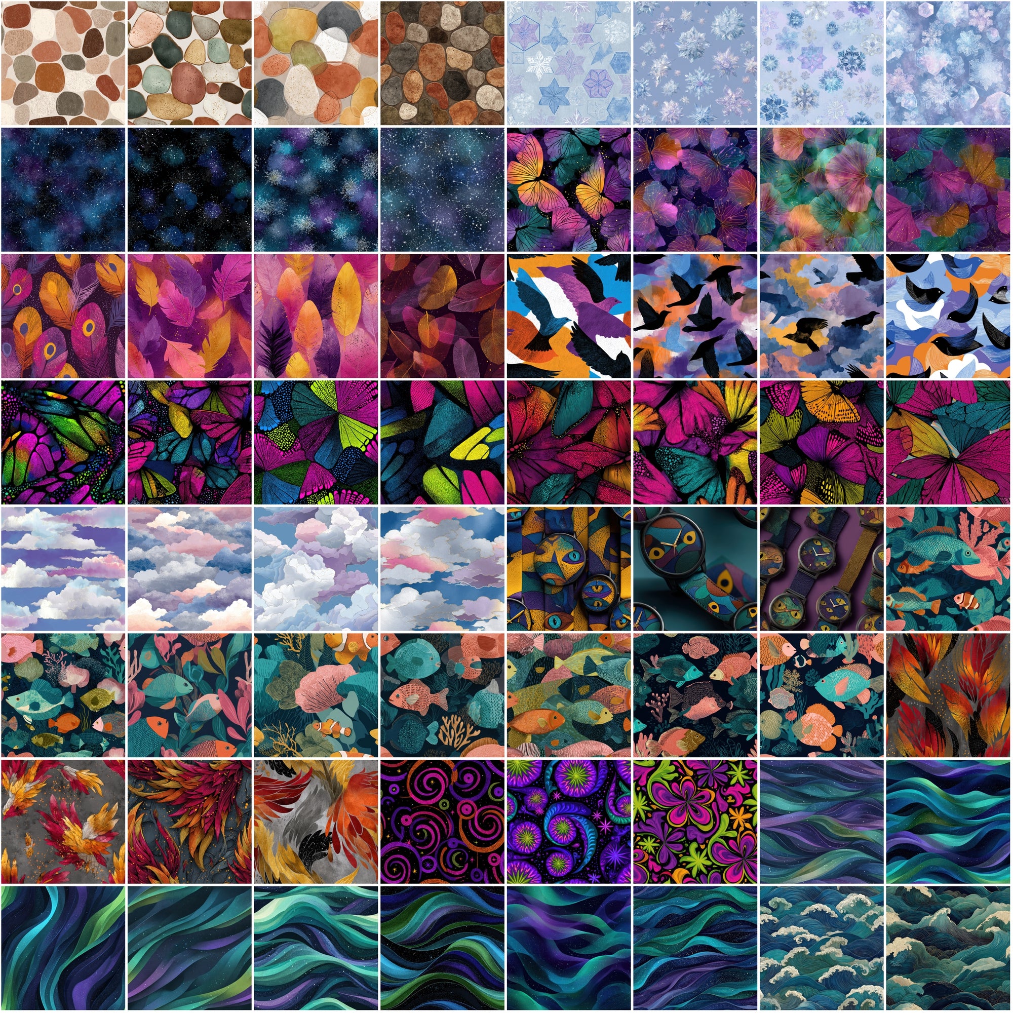 560 Seamless Pattern Tiles – Colorful Abstract Designs in JPG & .PAT for Photoshop