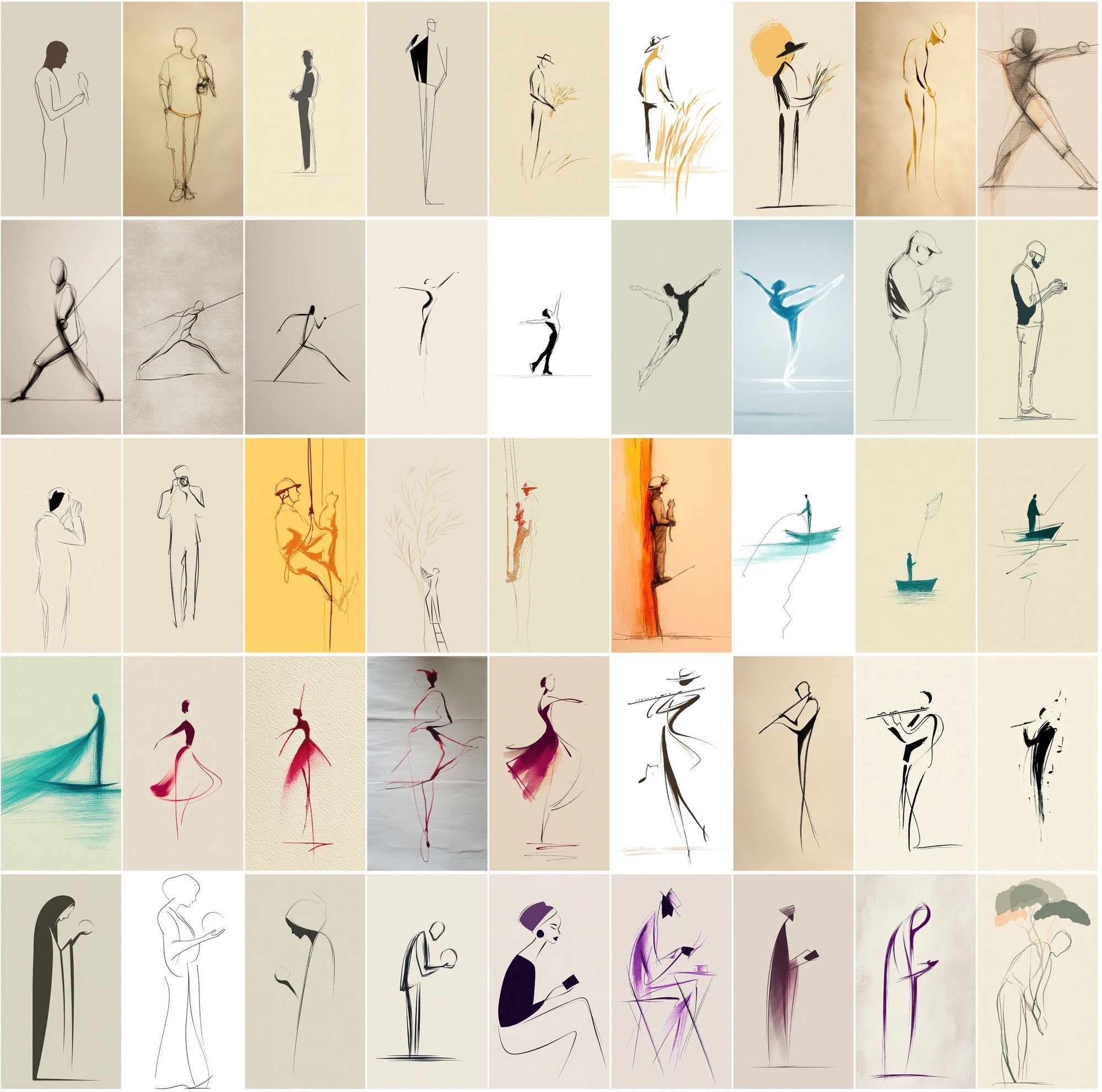 580 Minimalist One-Line Drawing Images | JPG Bundle with Commercial License