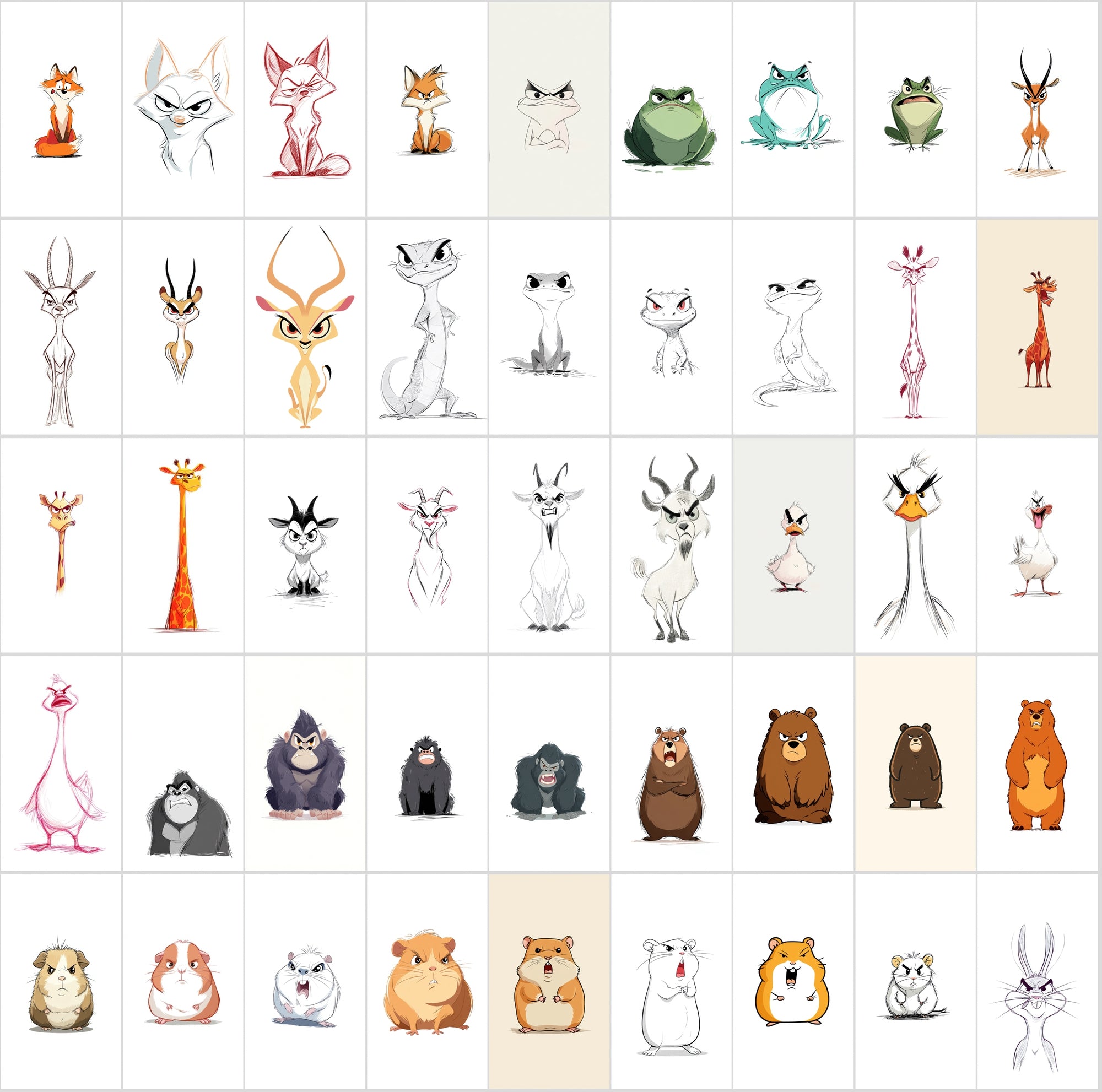 560 Angry Animal Cartoon Clipart Bundle – High-Resolution JPGs with Commercial Use