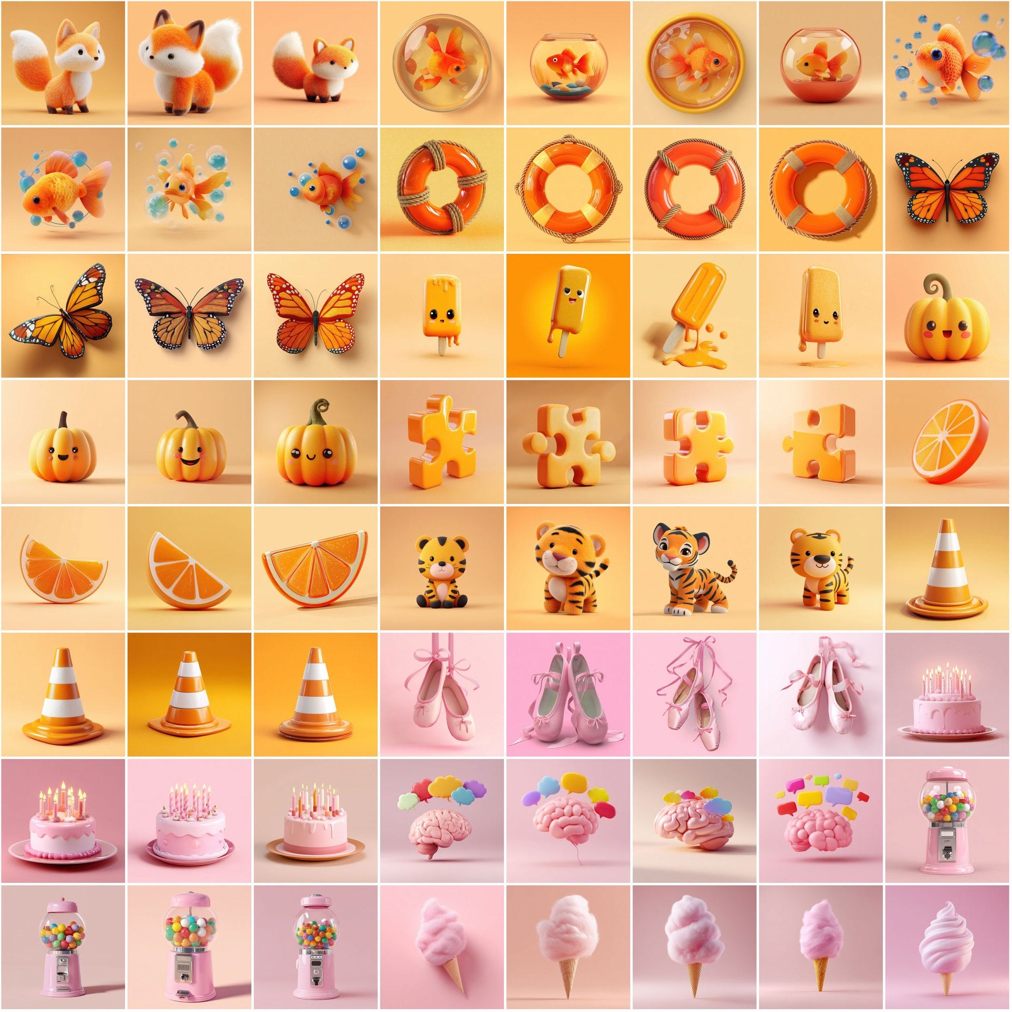 595 Cute 3D Clipart Images – High-Res JPGs with Commercial License