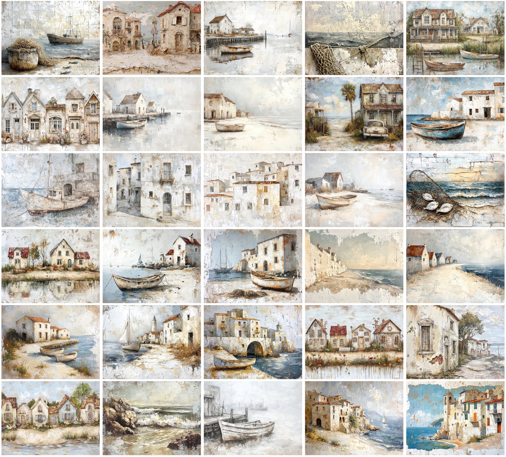 Rustic House Art Bundle - 310 JPG Images, Vintage Farmhouses & Beach Huts