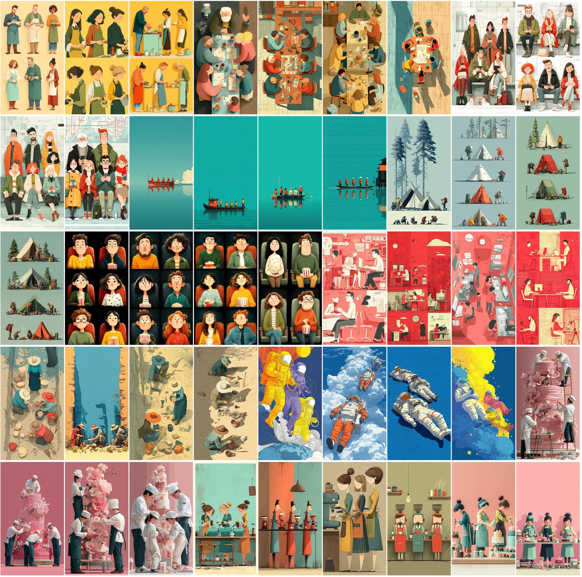555 Flat Style Illustrations Bundle | High-Res JPGs with Commercial License