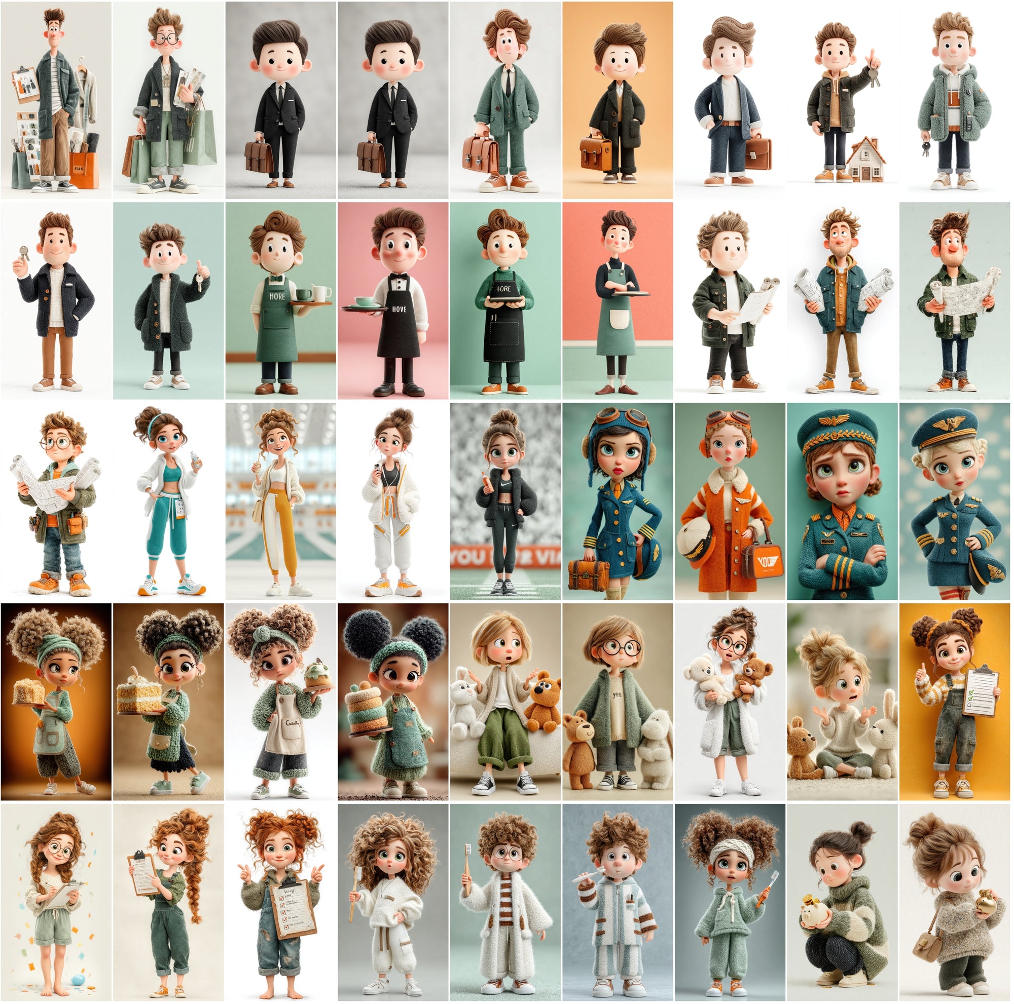 625 Cartoon 3D Boy & Girl Characters – High-Res JPGs with Commercial License