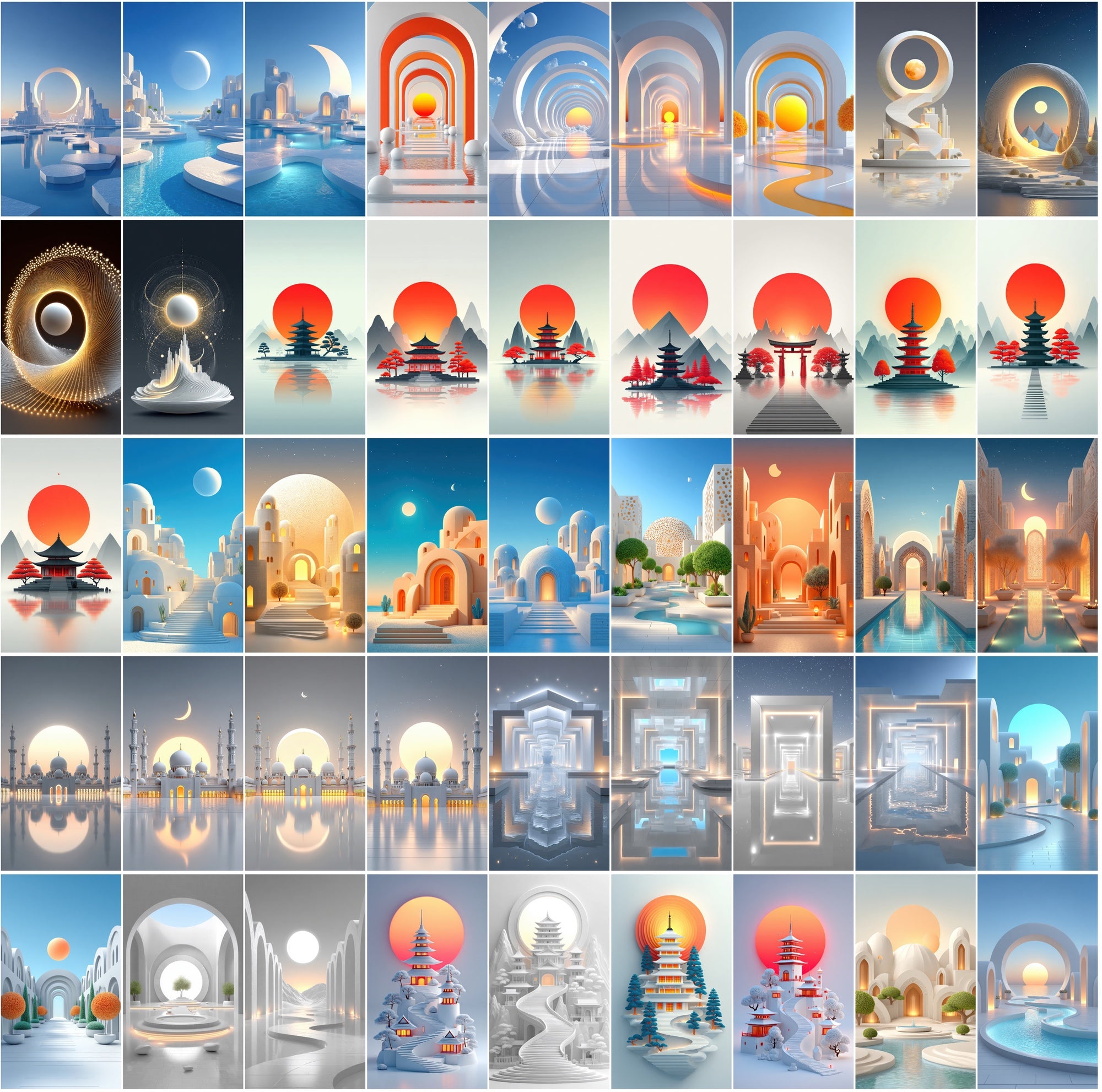 623 Minimalist Architecture & Zen Landscapes – High-Res JPG Art Collection