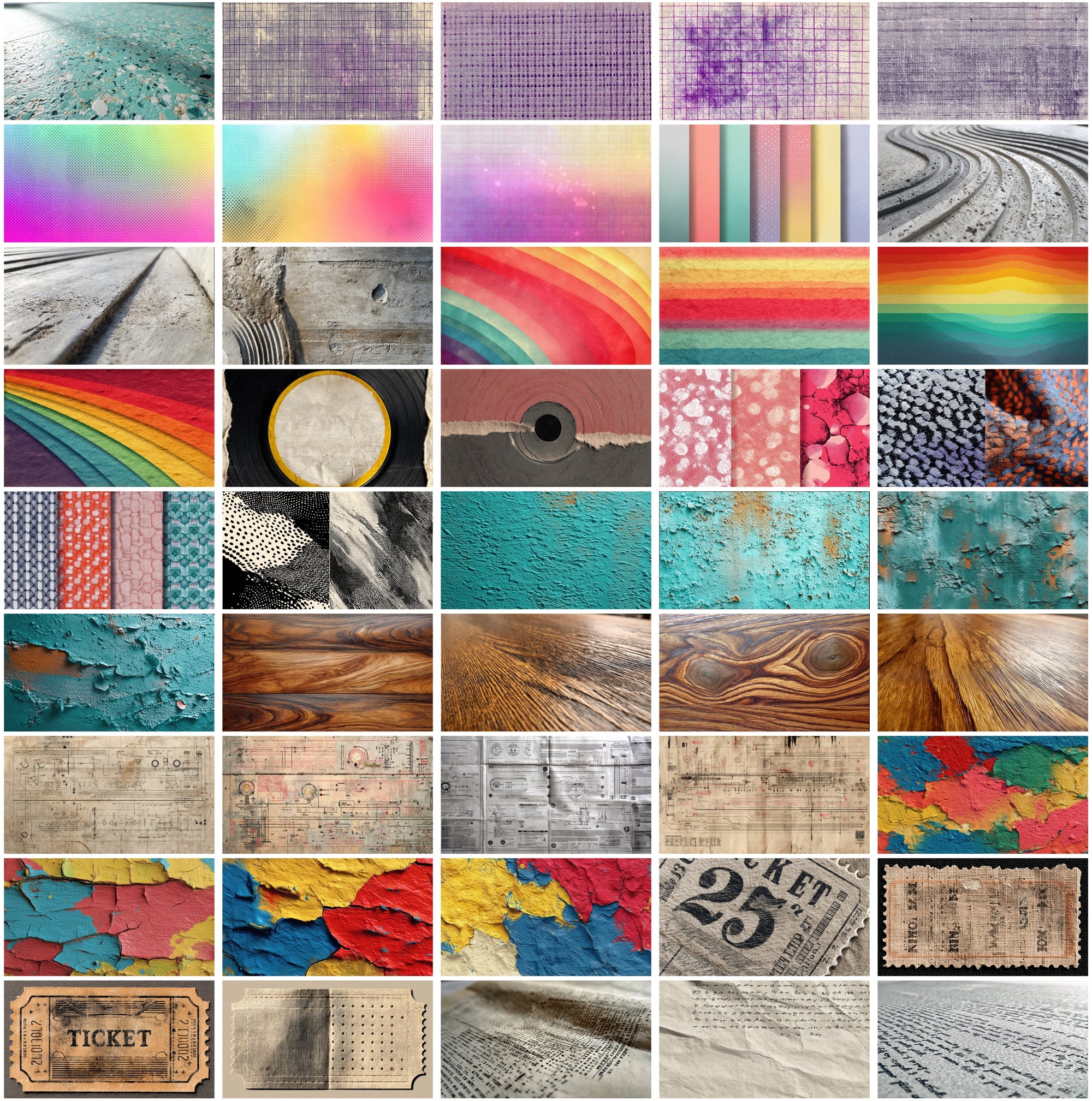 450 Vintage Texture Backgrounds Bundle - High Resolution 6552×3672px - Commercial License - Retro Paper, Fabric, Wood & More