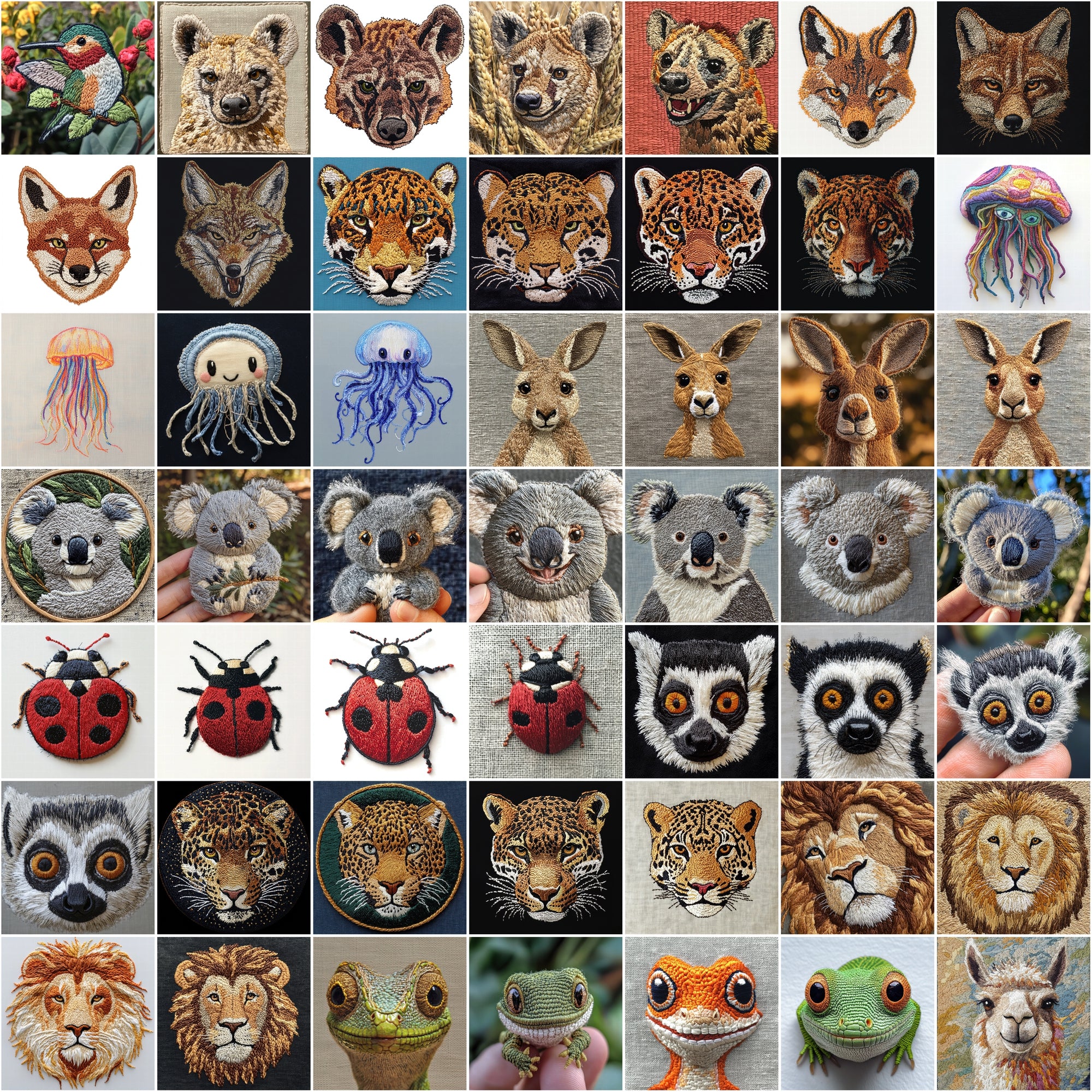 545 Embroidery Animal Facemoji Images
