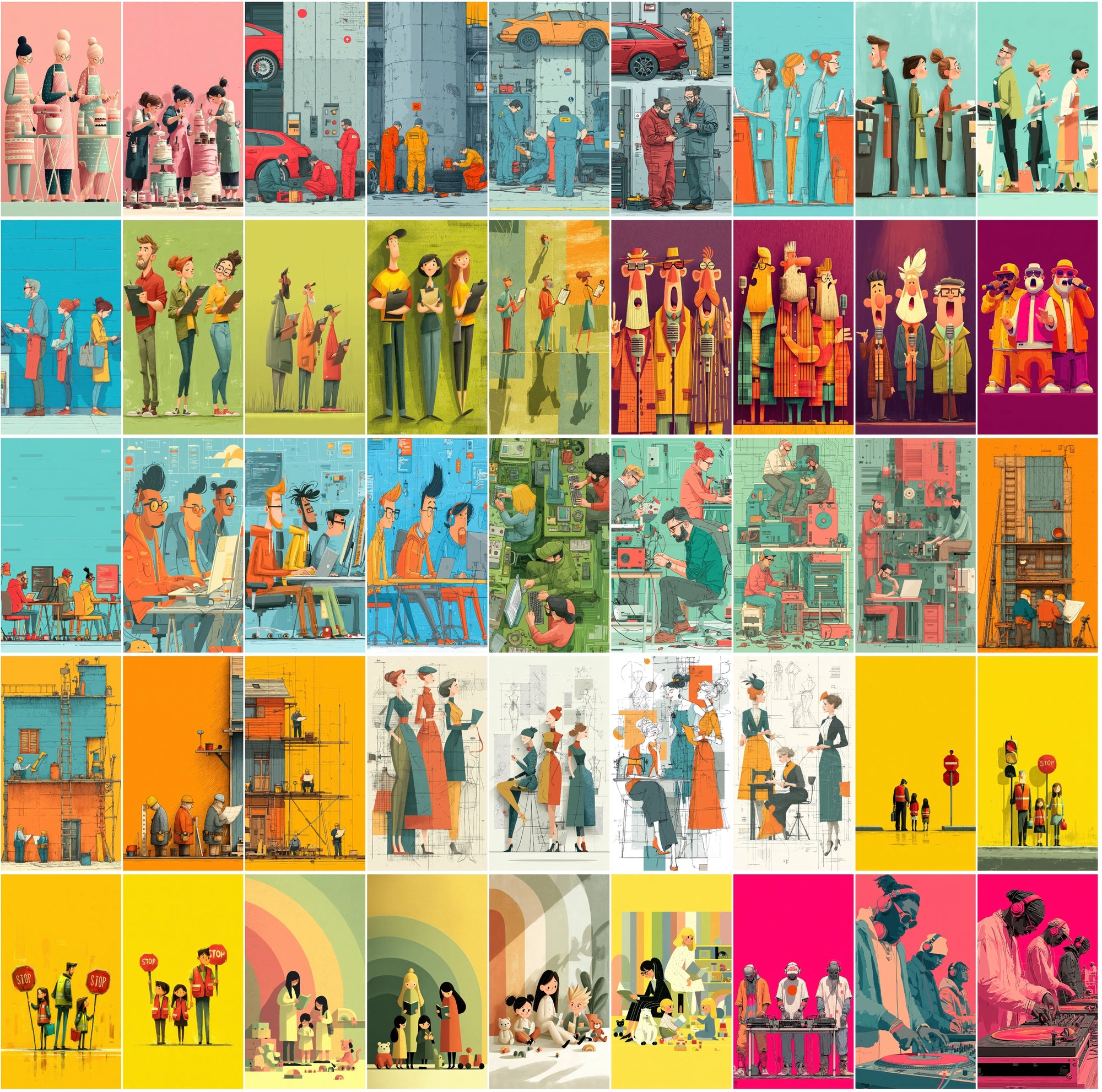 555 Flat Style Illustrations Bundle | High-Res JPGs with Commercial License