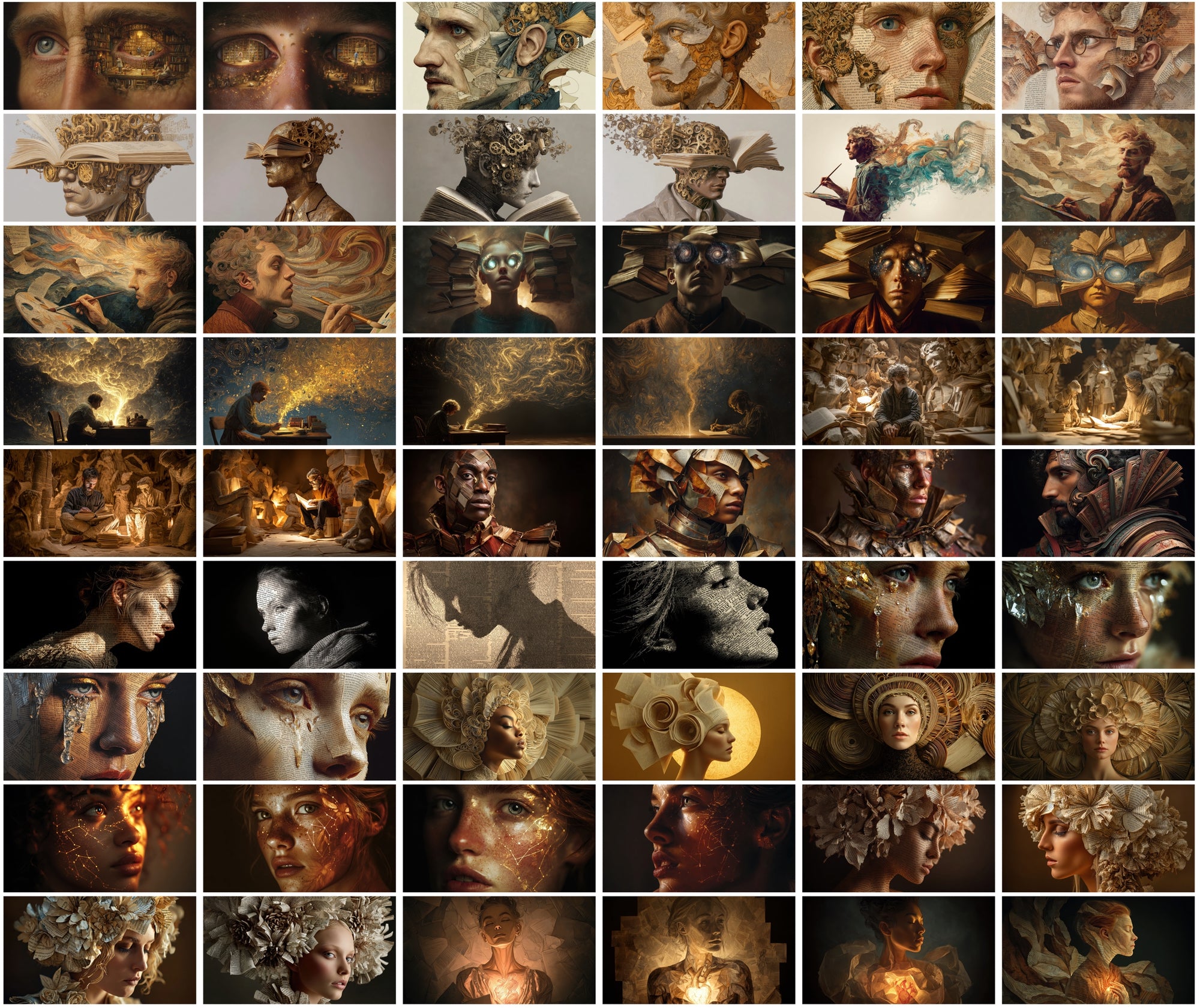 610 Surreal Book-Themed Art Images | Magical Realism Digital Backgrounds