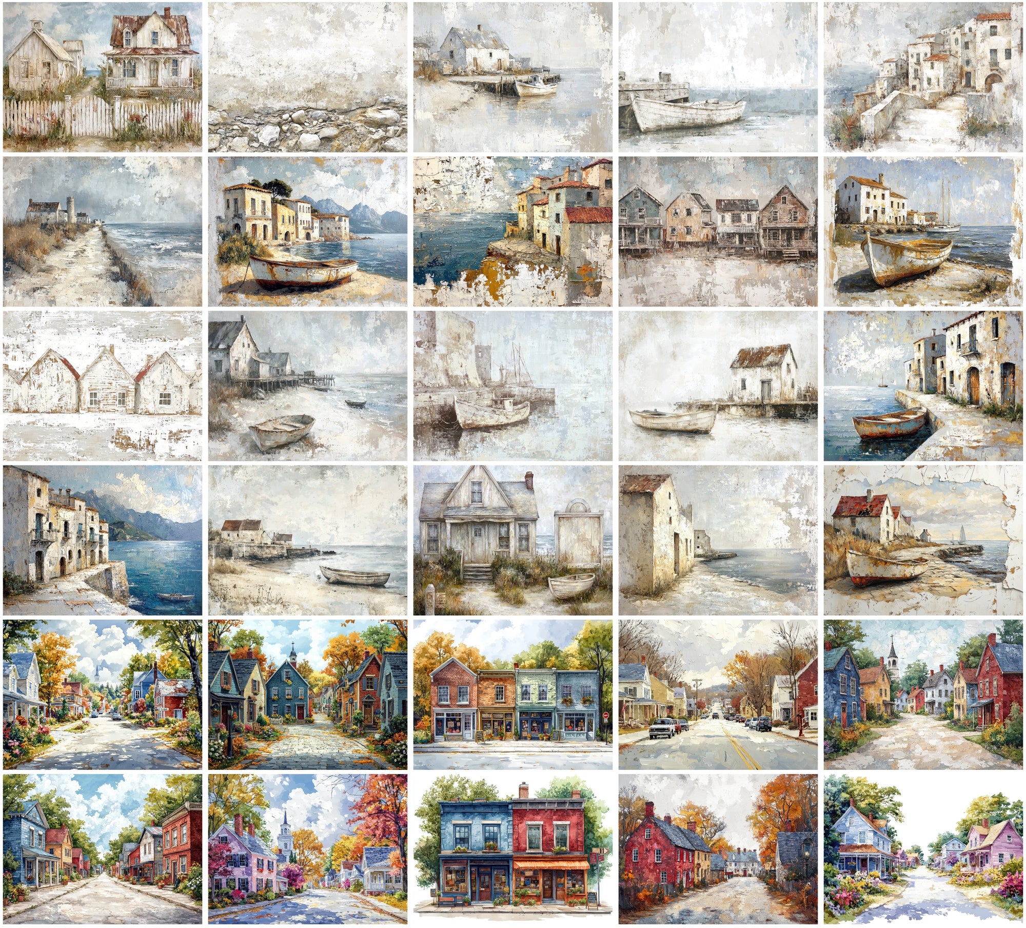 Rustic House Art Bundle - 310 JPG Images, Vintage Farmhouses & Beach Huts