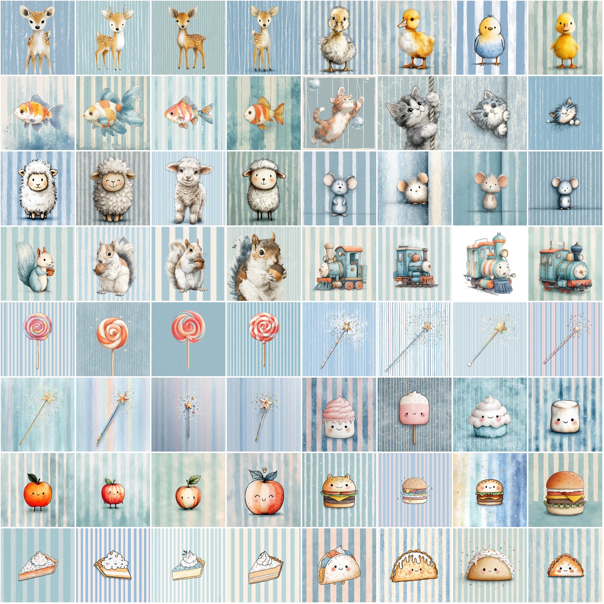652 Whimsical Pastel Clipart Illustrations – Soft Children’s Book Style, Commercial Use JPGs