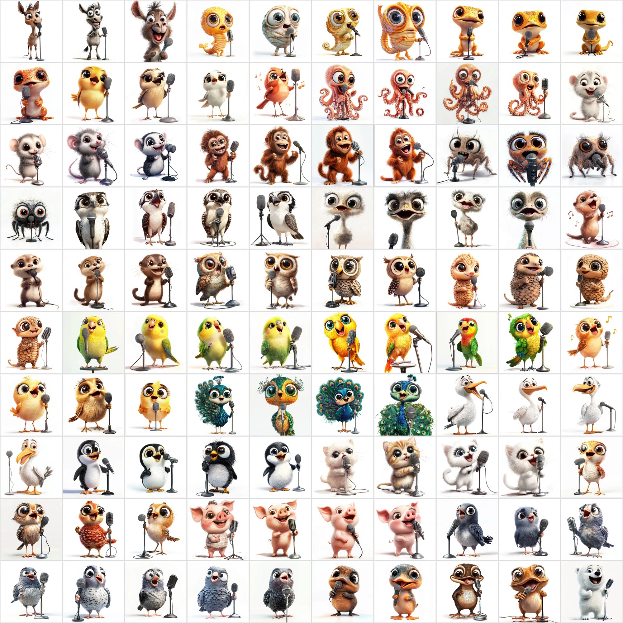 1000 High-Resolution Animal Images Holding Microphones – Commercial License Included!