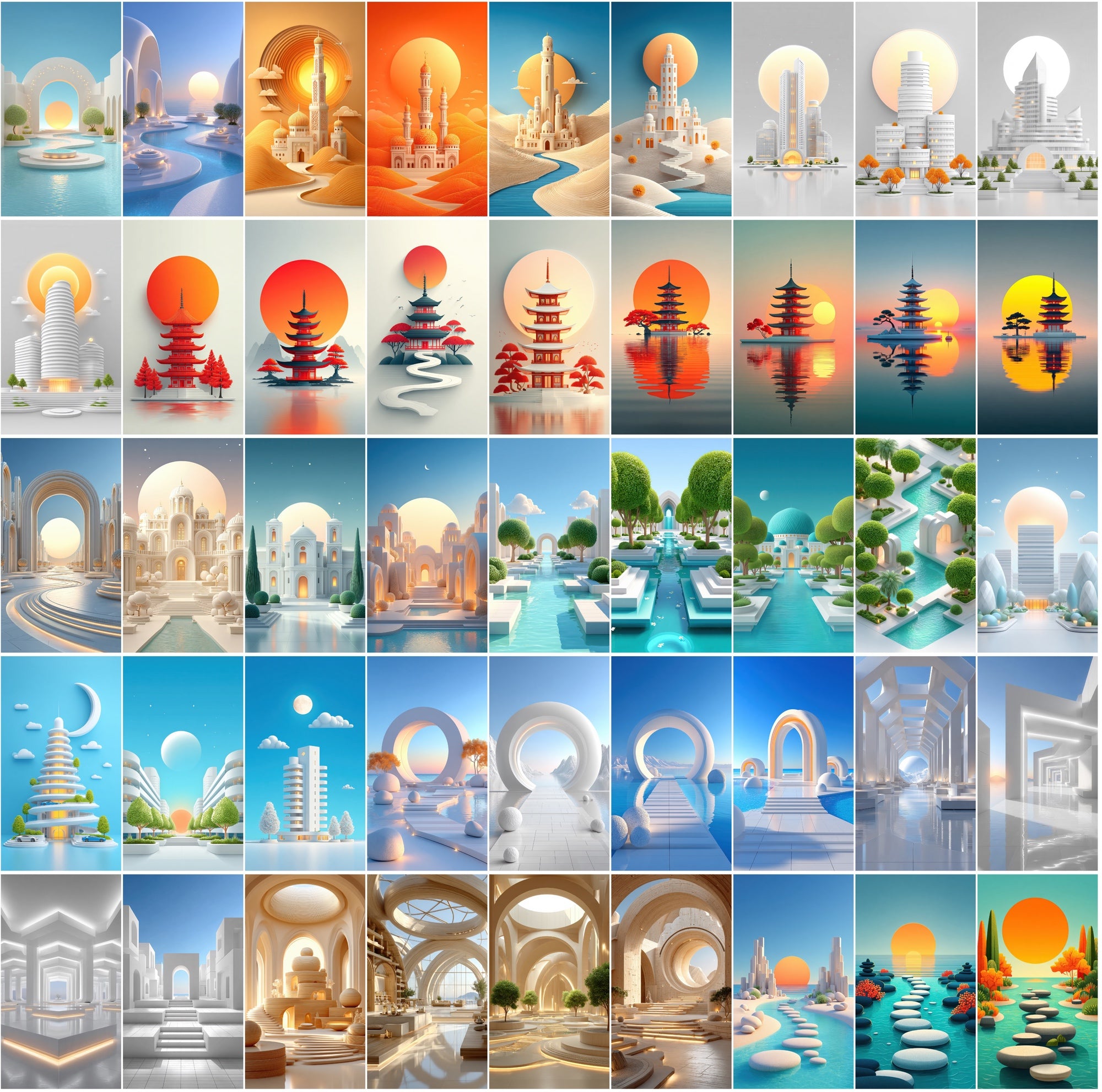 623 Minimalist Architecture & Zen Landscapes – High-Res JPG Art Collection
