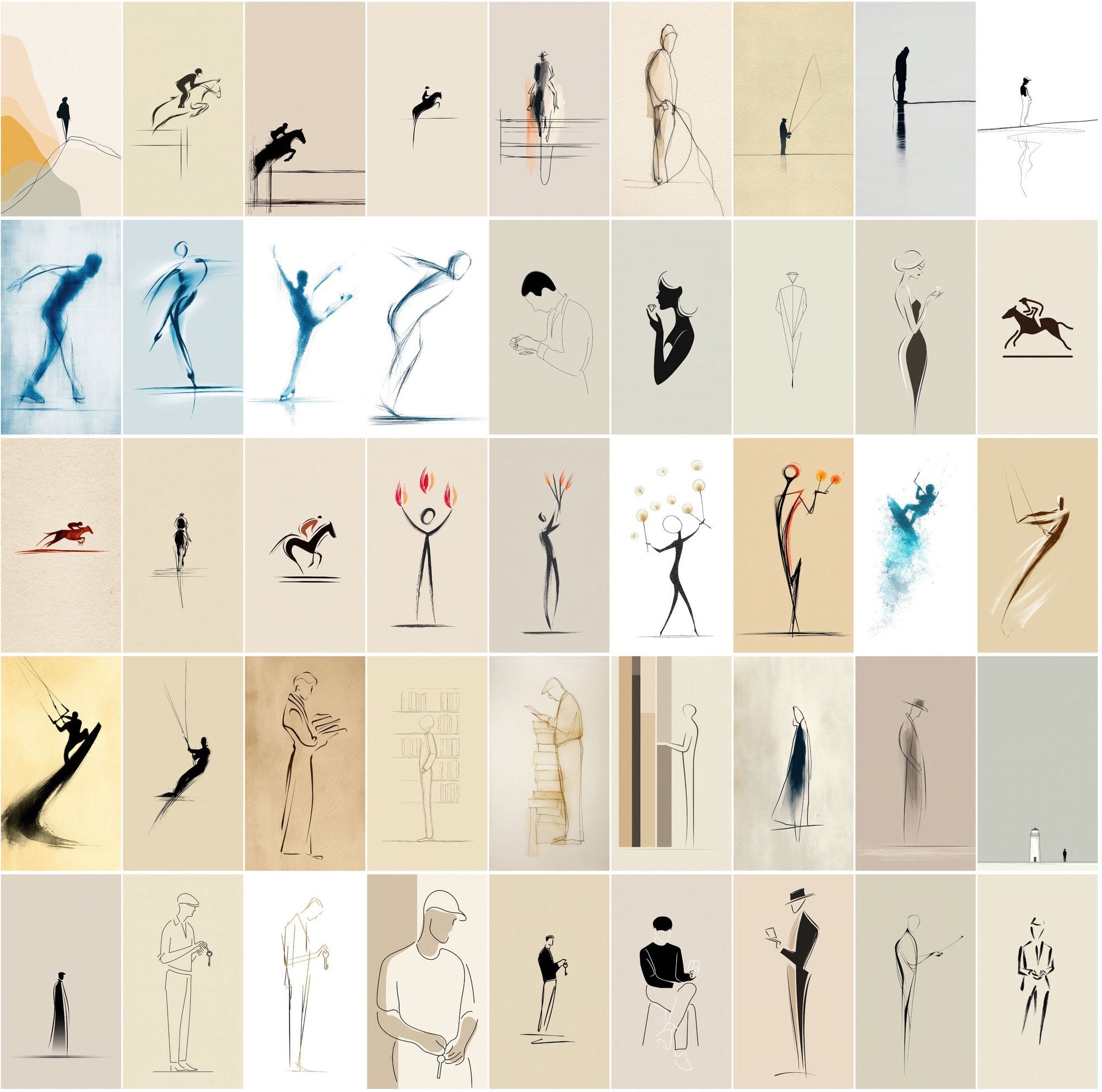 580 Minimalist One-Line Drawing Images | JPG Bundle with Commercial License