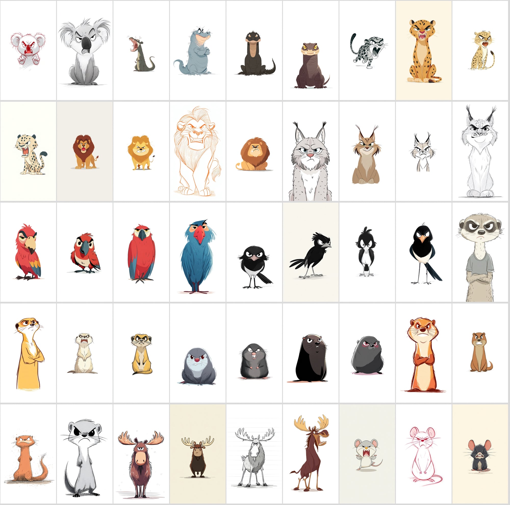 560 Angry Animal Cartoon Clipart Bundle – High-Resolution JPGs with Commercial Use