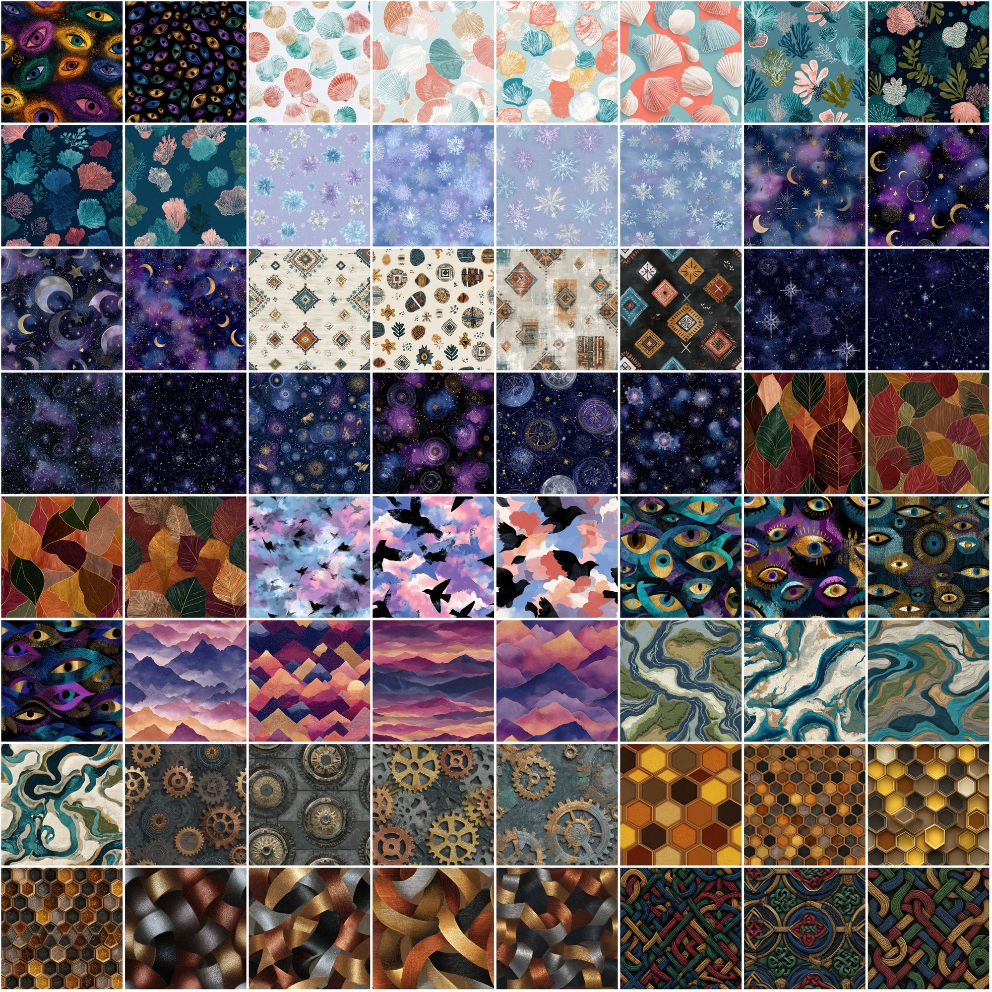 560 Seamless Pattern Tiles – Colorful Abstract Designs in JPG & .PAT for Photoshop
