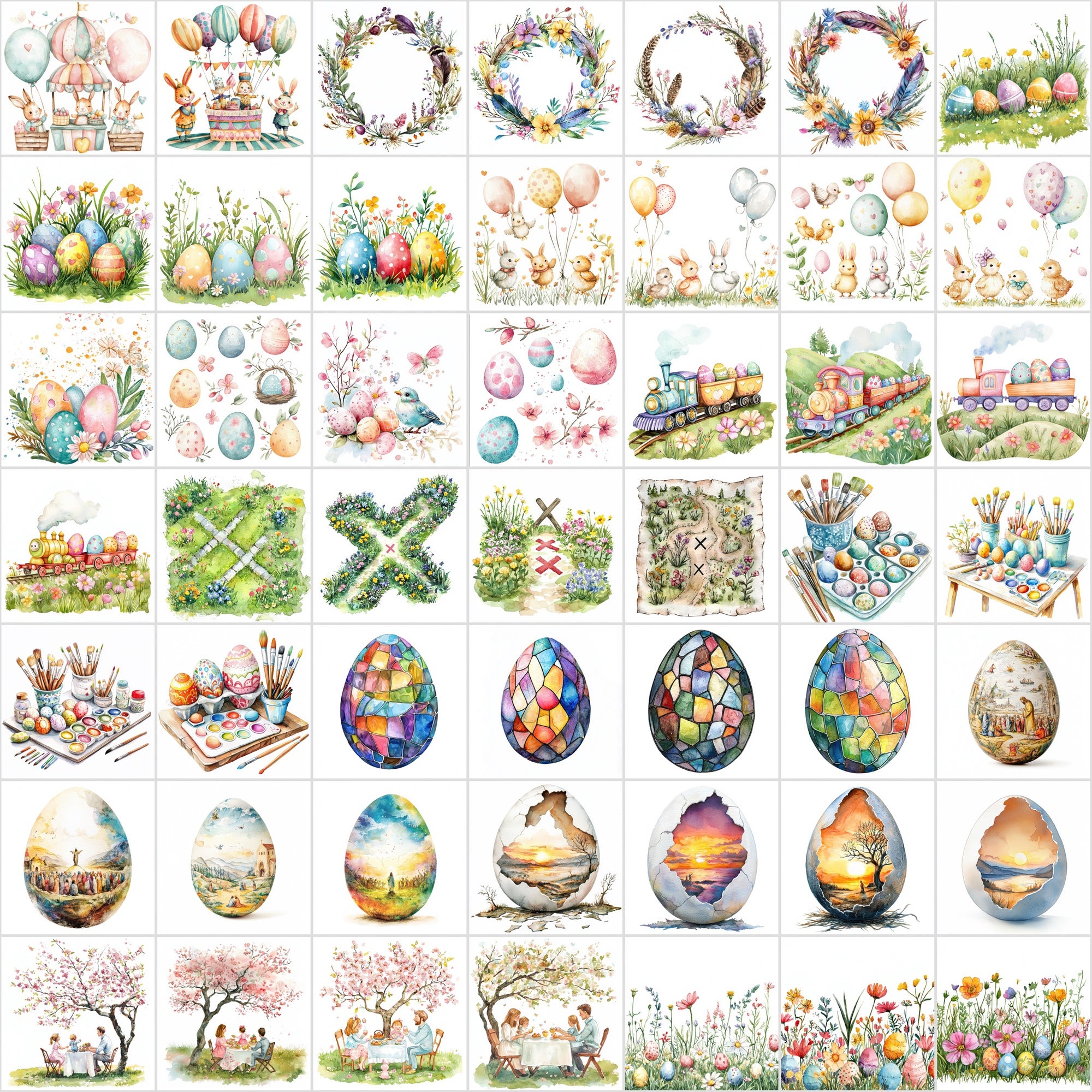 550 Watercolor Easter Clipart | Christian & Spring JPG Bundle