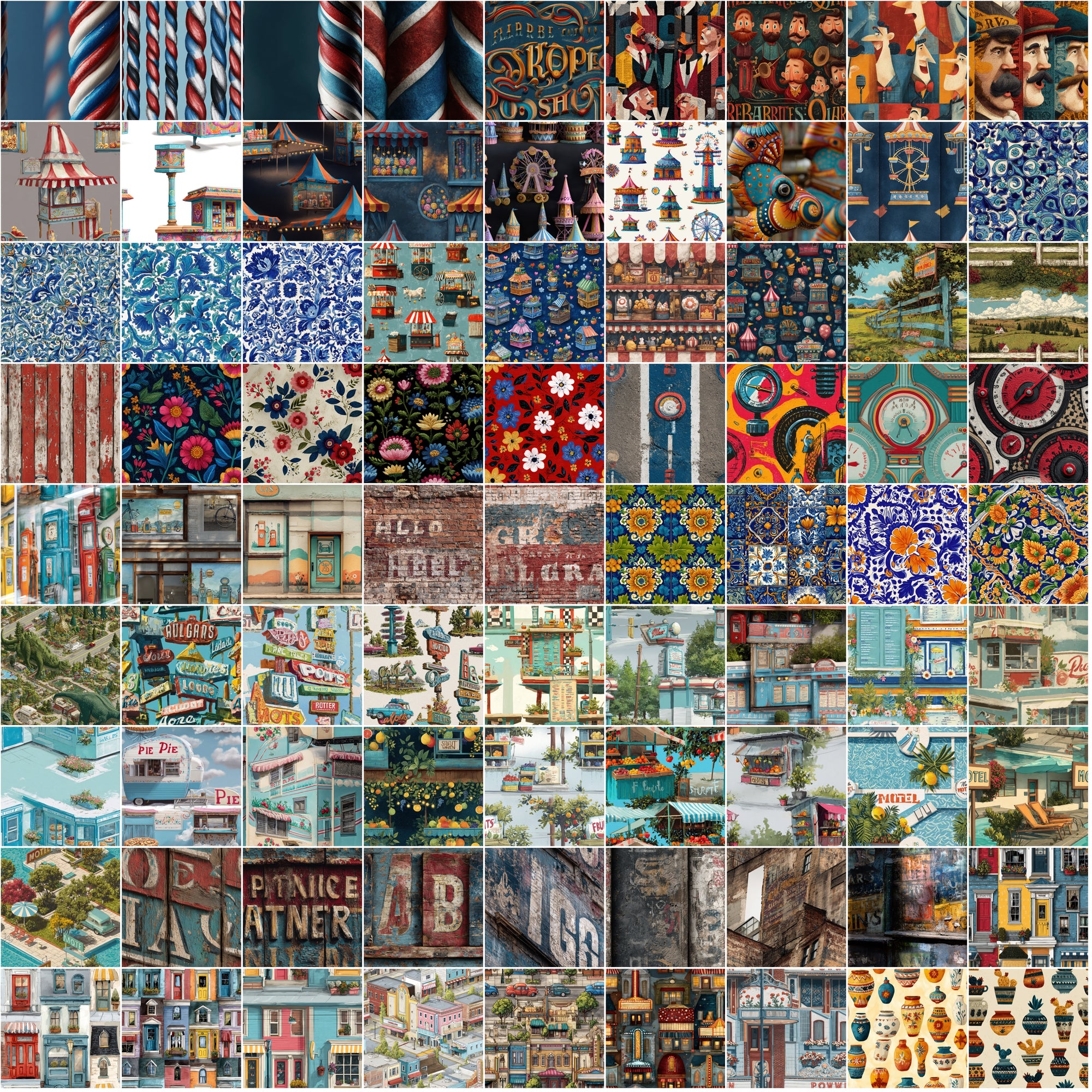 985 Seamless Patterns Bundle | JPG + PAT | Vintage, Retro, Grunge, Abstract & Modern Textures