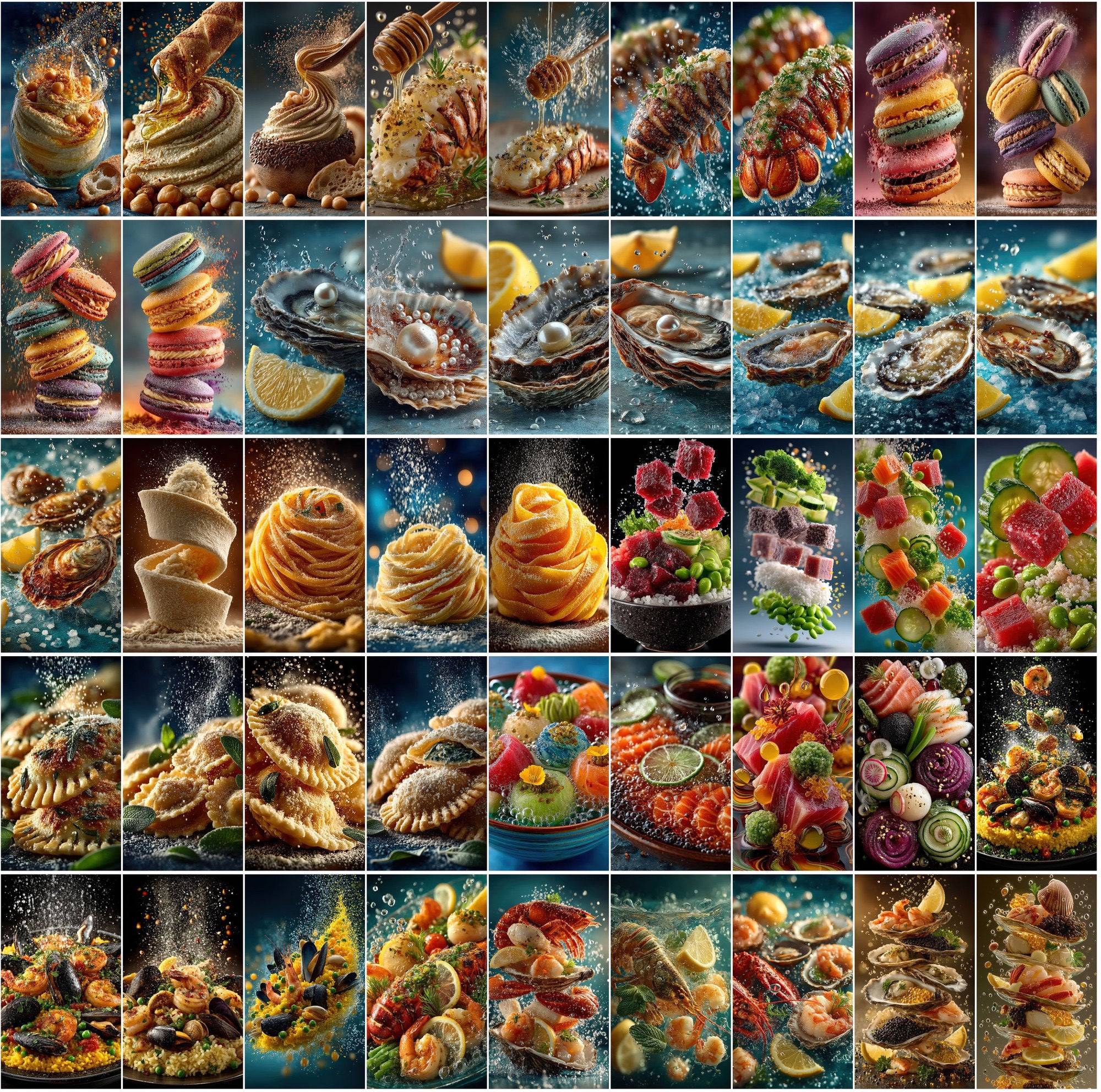510 Floating Food Images – Hyper-Realistic, Cinematic JPG Collection with Commercial License