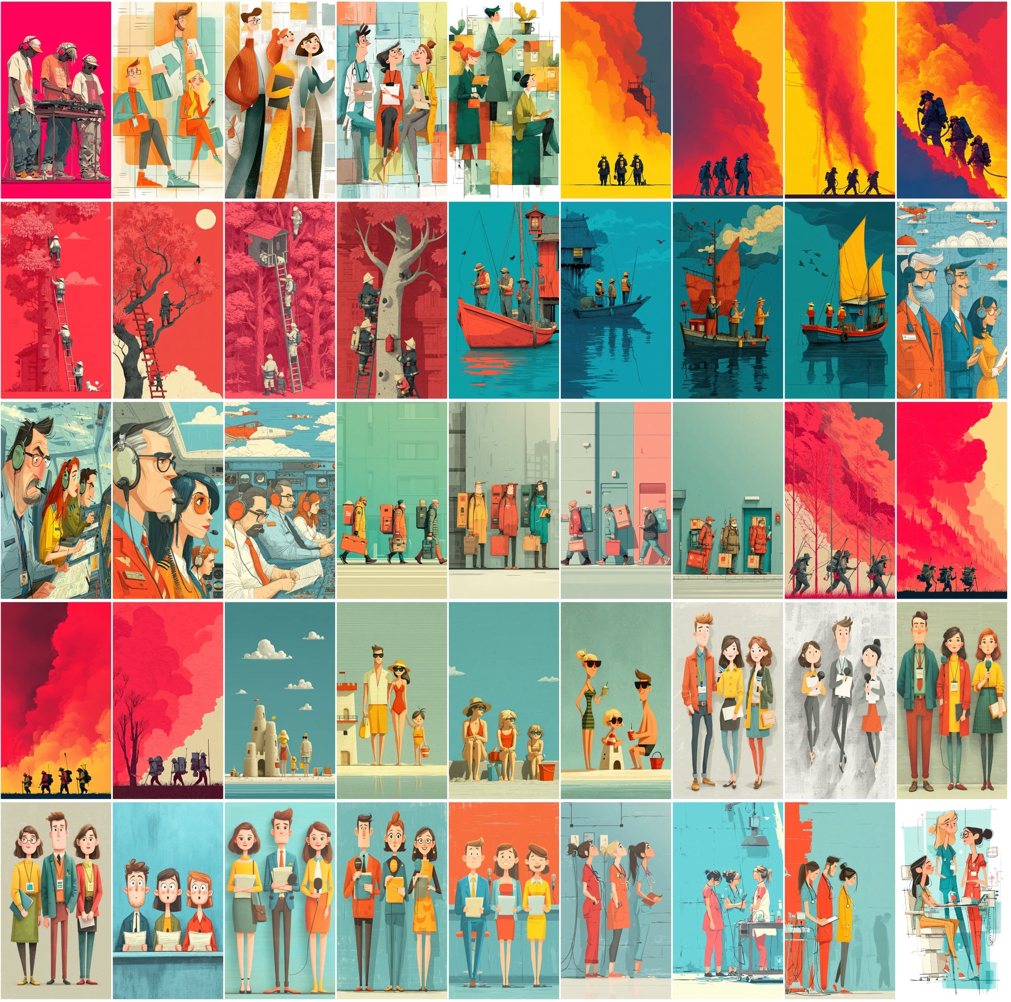 555 Flat Style Illustrations Bundle | High-Res JPGs with Commercial License