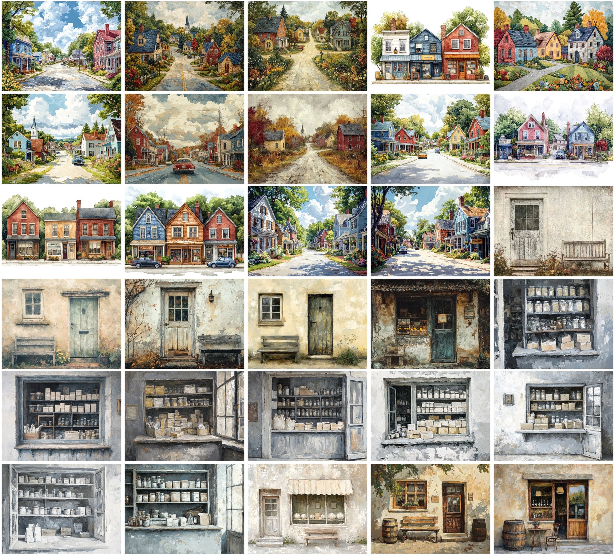 Rustic House Art Bundle - 310 JPG Images, Vintage Farmhouses & Beach Huts