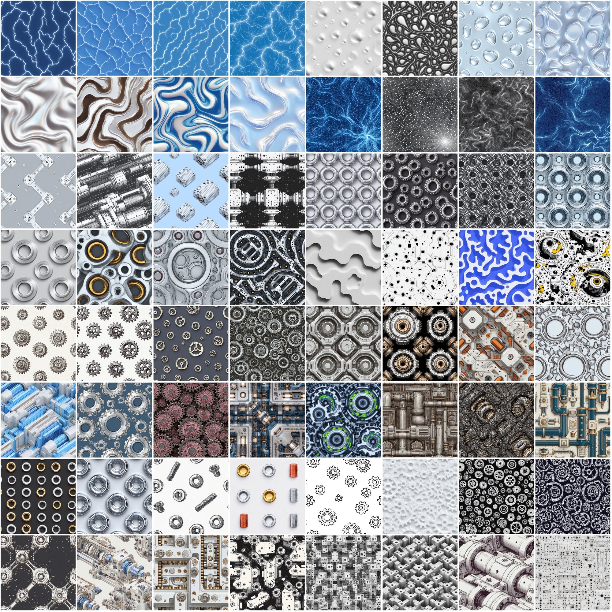 619 Futuristic Seamless Patterns – JPG & PAT Files for Photoshop