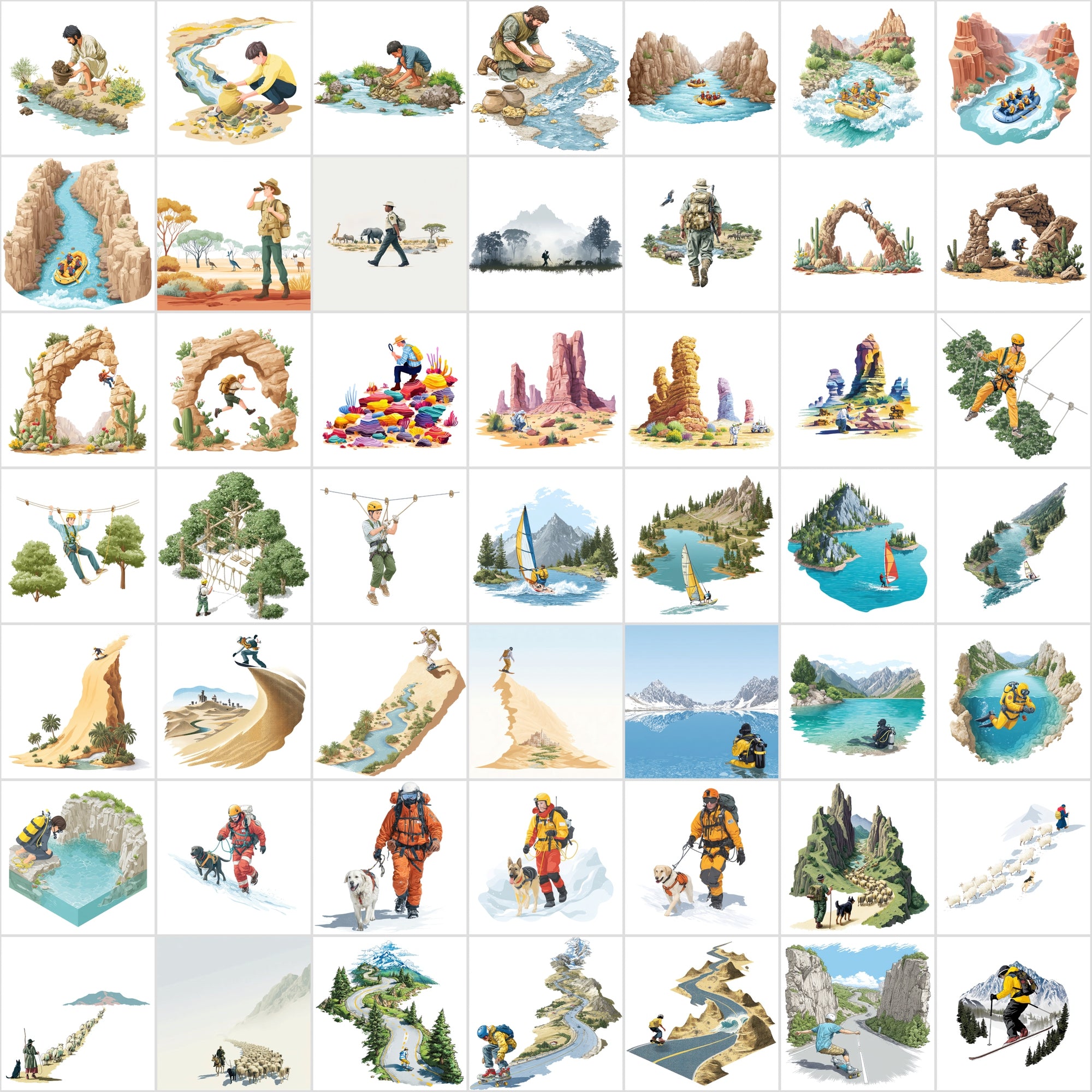 485 Outdoor Adventure Illustrations Bundle | Nature Scenes Digital Art Collection