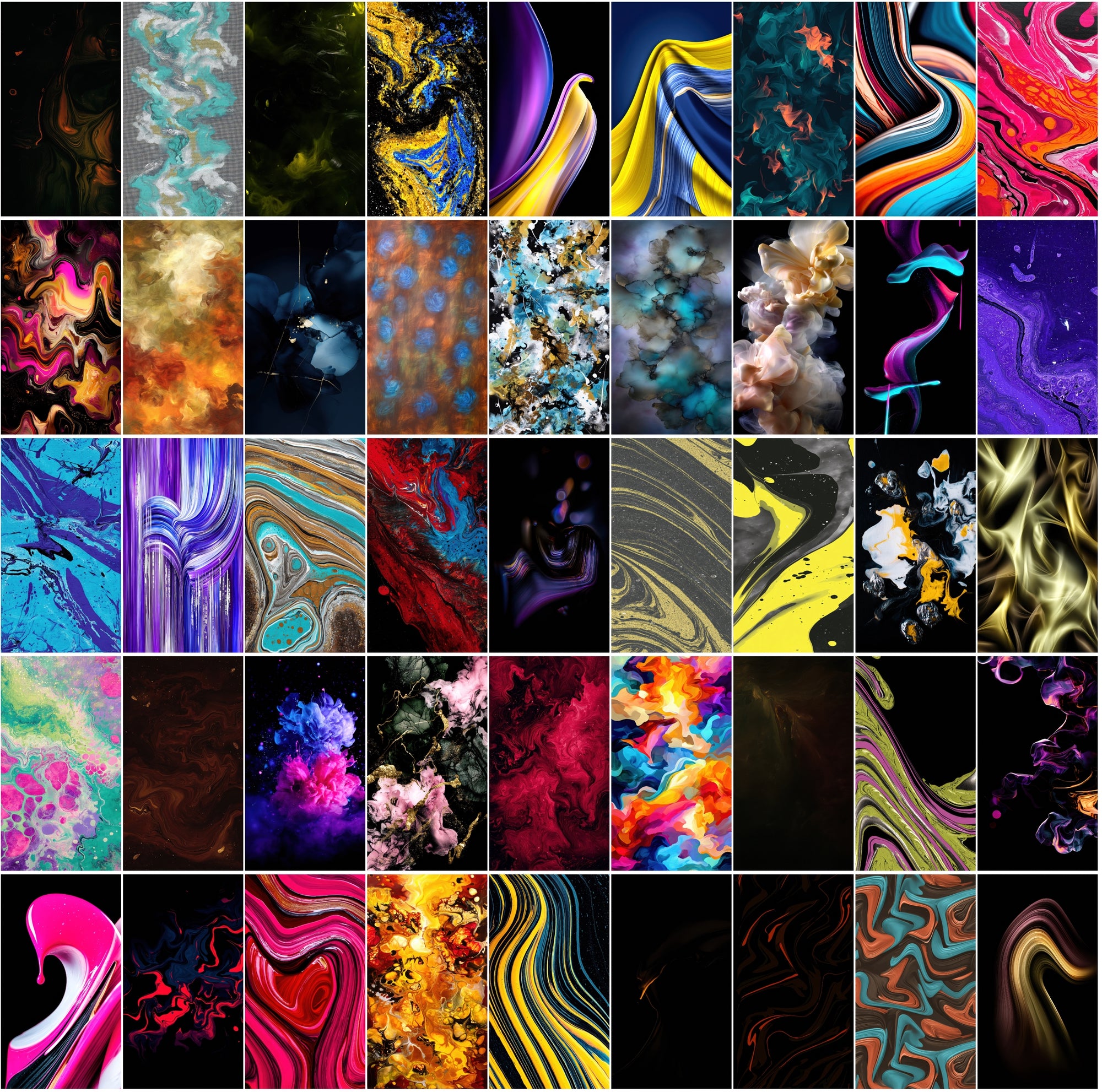 550 Abstract Dark Liquid Paint Backgrounds Bundle | Swirling Fluid Art