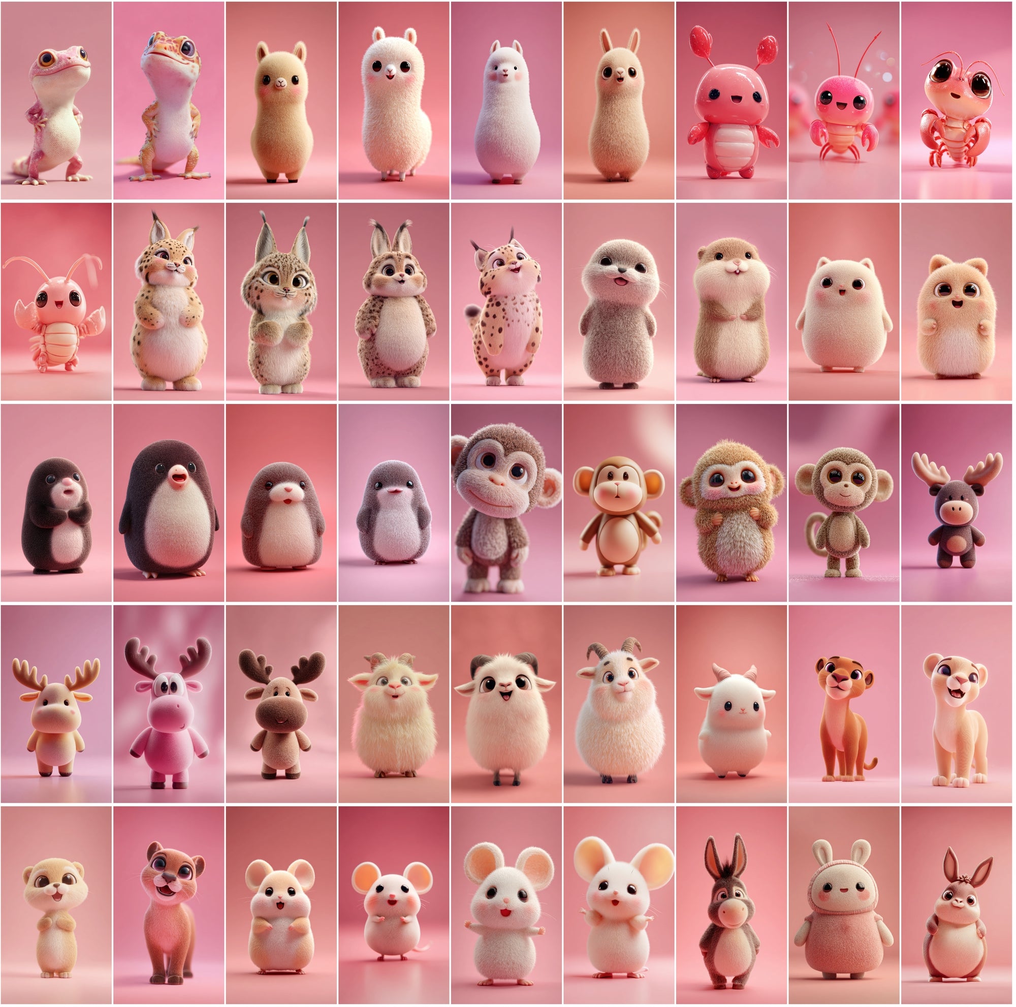620 Chubby 3D Animals – Cute Kawaii Anime-Style JPGs (3672×6552) • Commercial Use