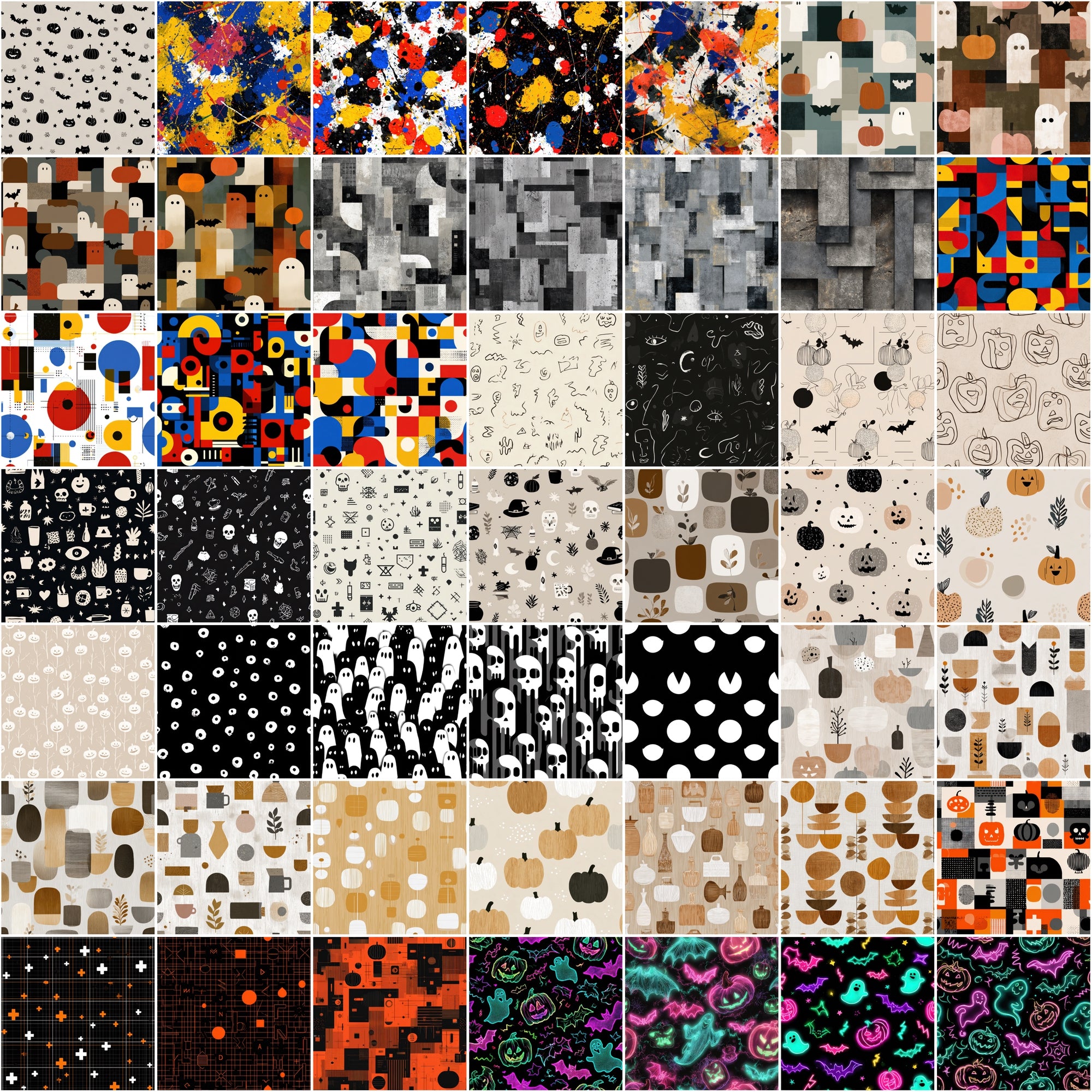 580 Seamless Halloween Patterns | Cute & Spooky JPG + PAT Files | Commercial Use