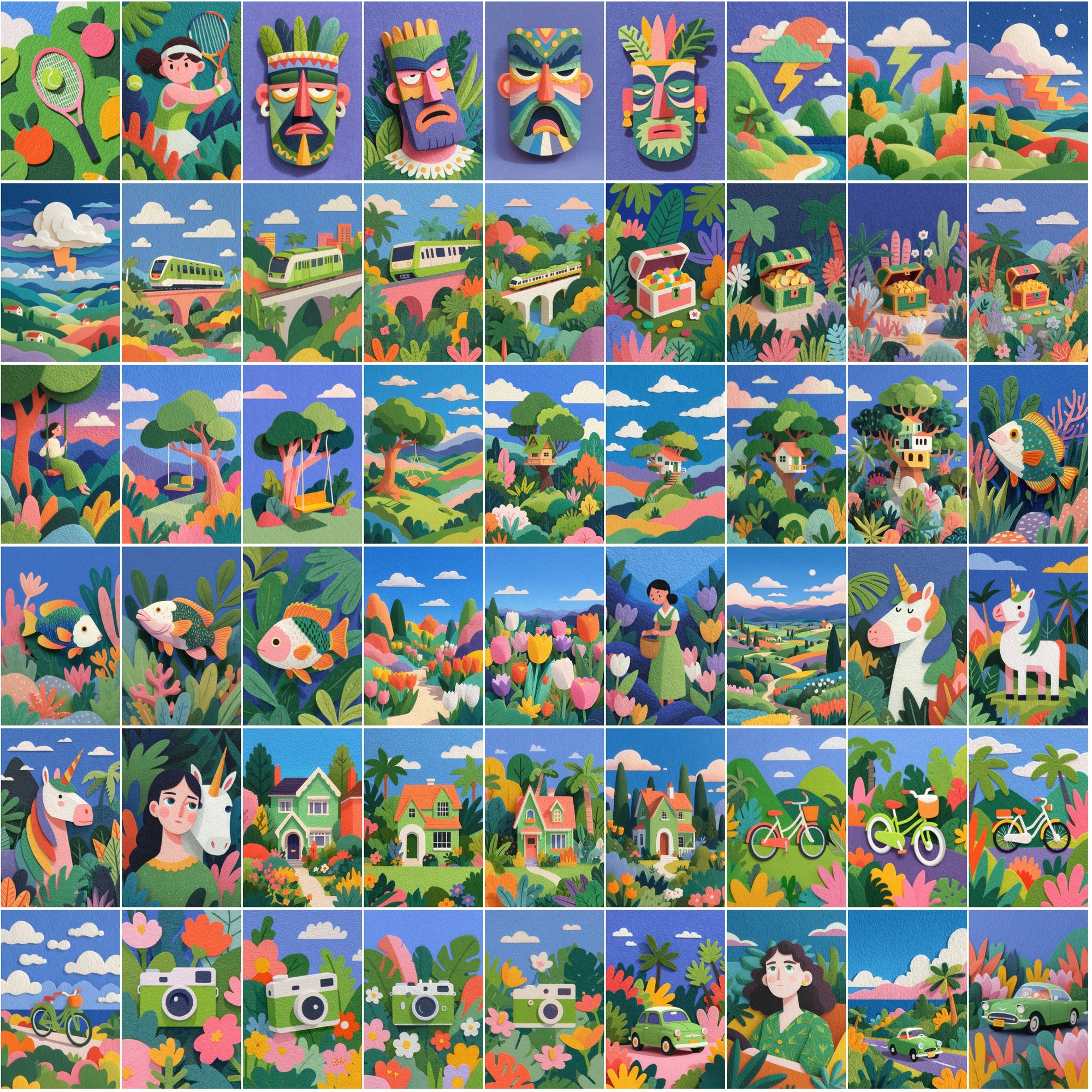 640 Paper Cut Illustrations | High-Resolution JPG Clipart with Commercial License