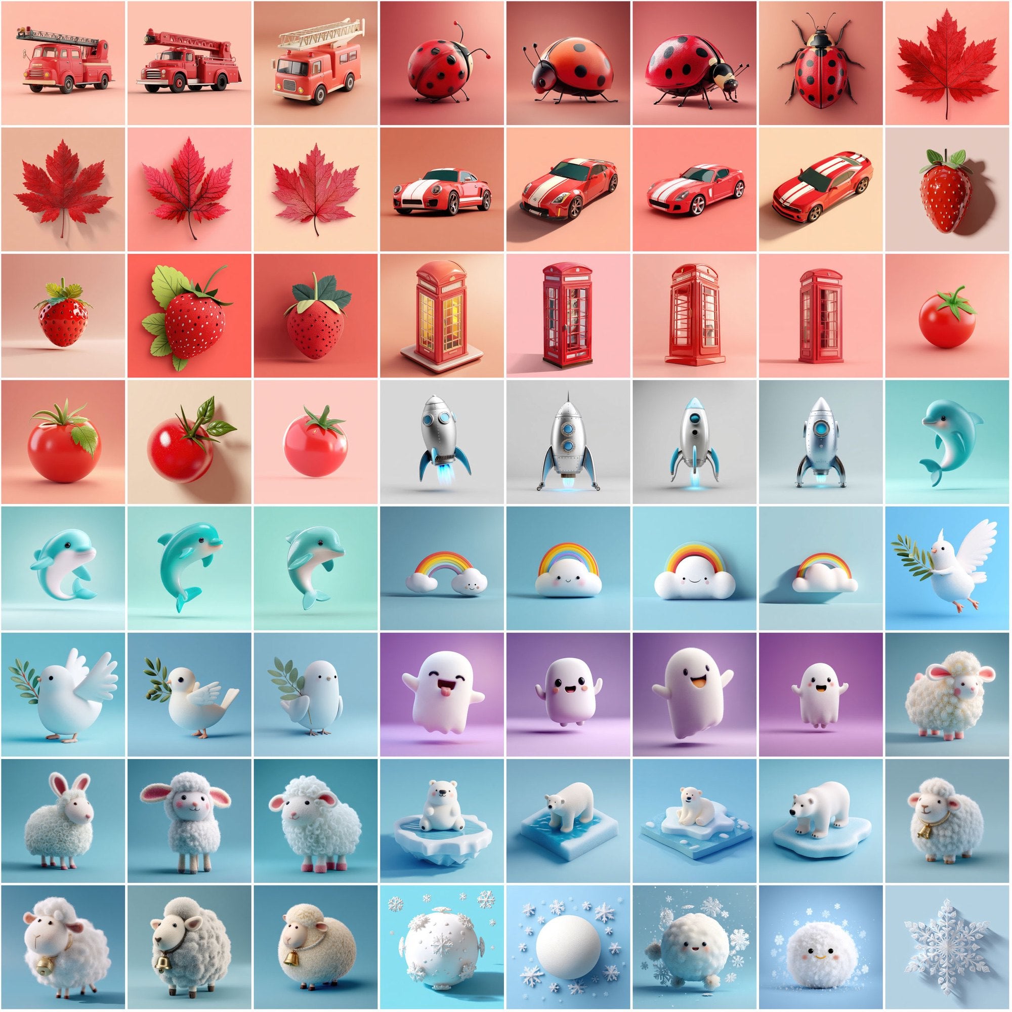 595 Cute 3D Clipart Images – High-Res JPGs with Commercial License