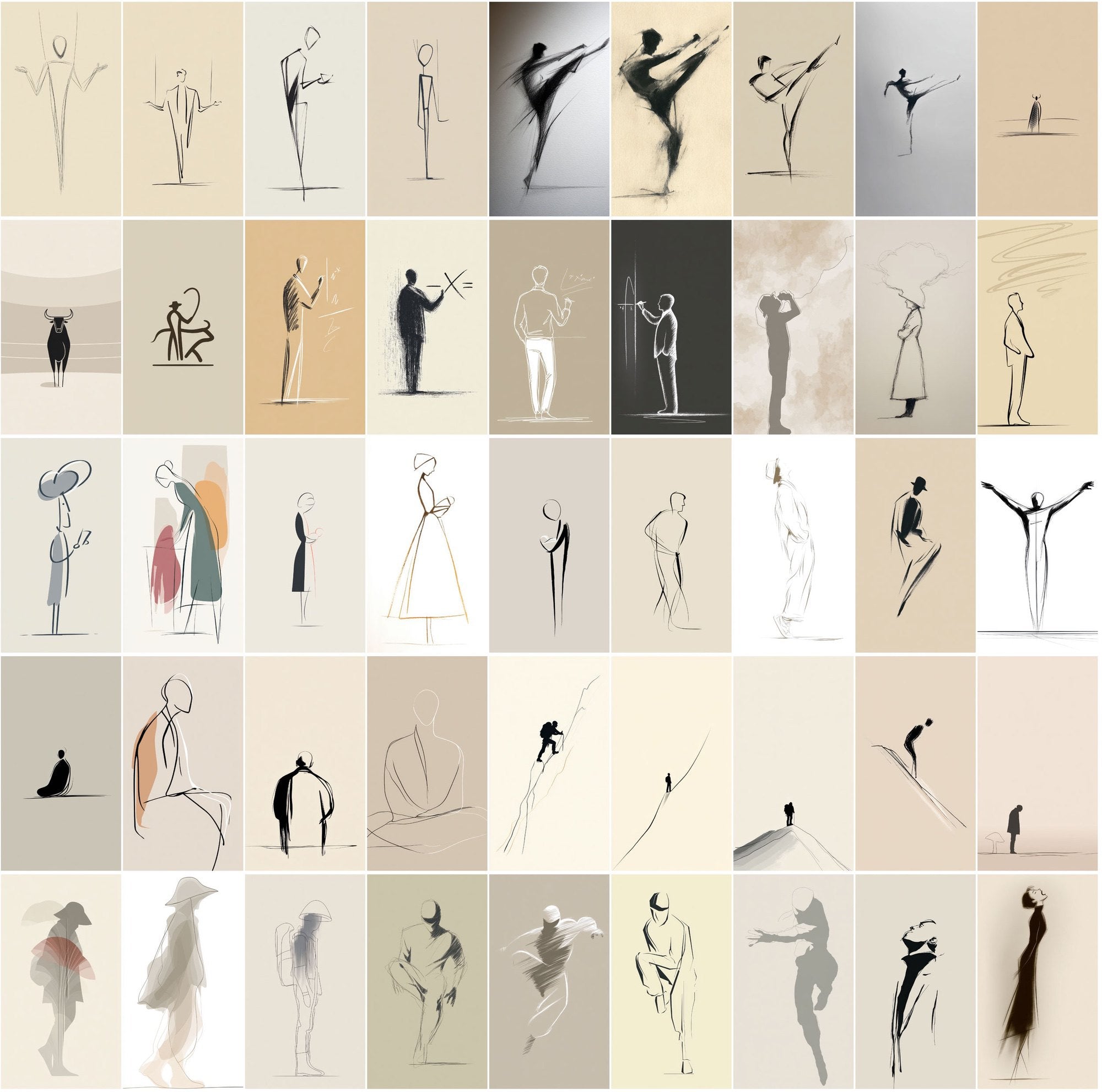 580 Minimalist One-Line Drawing Images | JPG Bundle with Commercial License