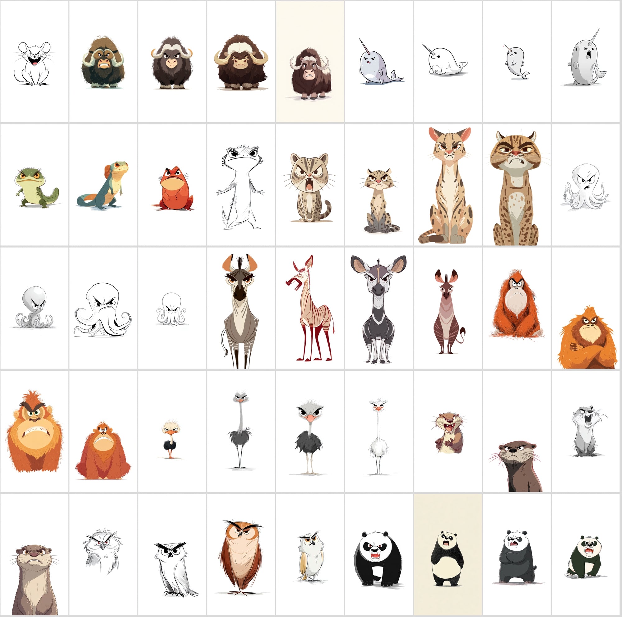 560 Angry Animal Cartoon Clipart Bundle – High-Resolution JPGs with Commercial Use