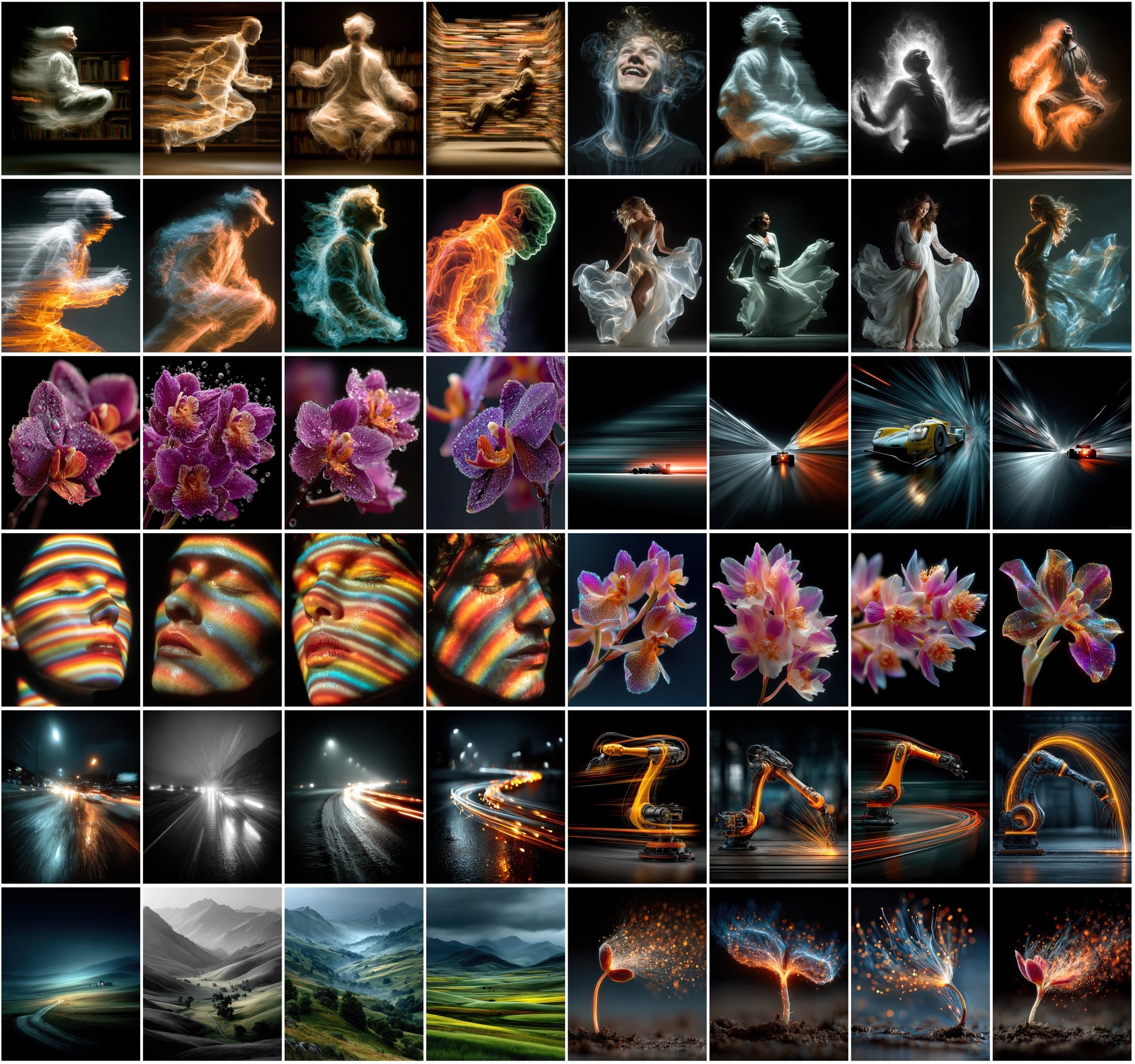 520 Light Trail Images – High-Speed Motion Blur Photography with Black Background