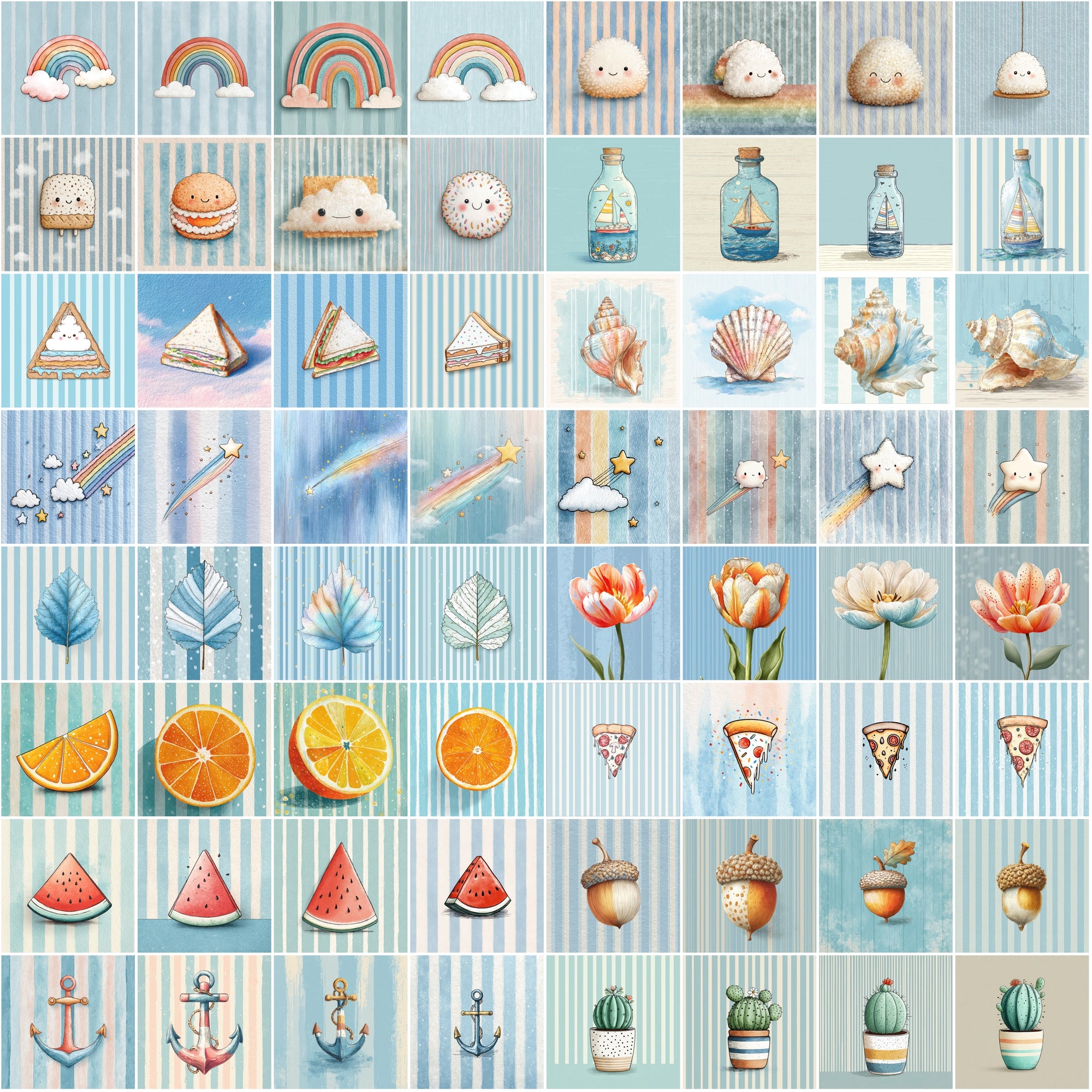 652 Whimsical Pastel Clipart Illustrations – Soft Children’s Book Style, Commercial Use JPGs