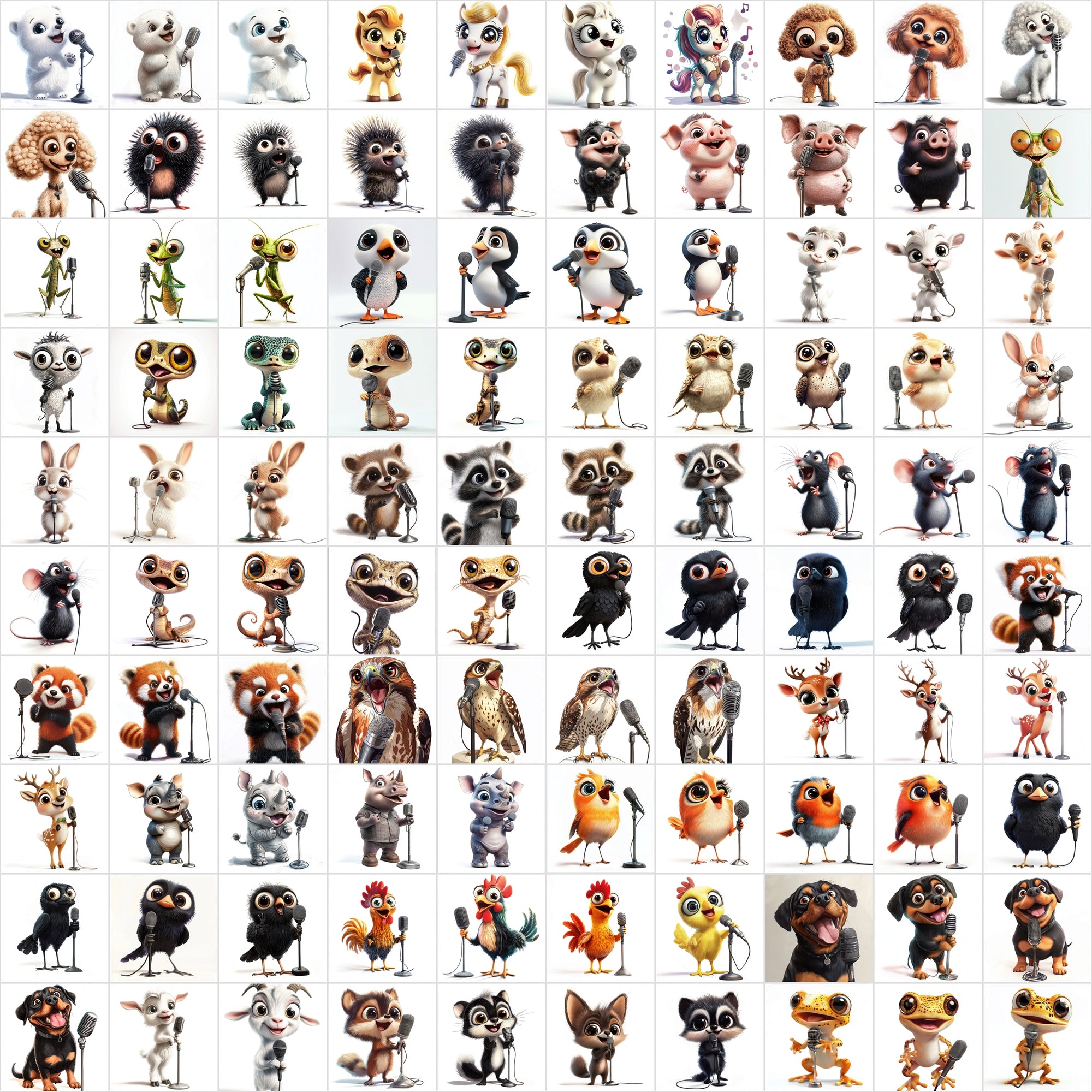 1000 High-Resolution Animal Images Holding Microphones – Commercial License Included!