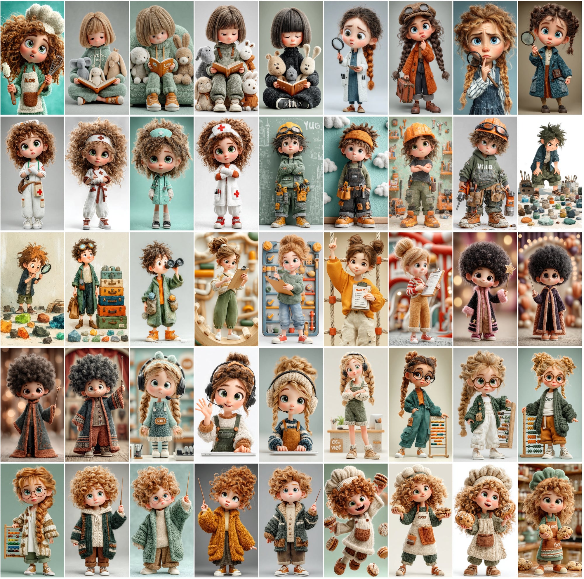625 Cartoon 3D Boy & Girl Characters – High-Res JPGs with Commercial License