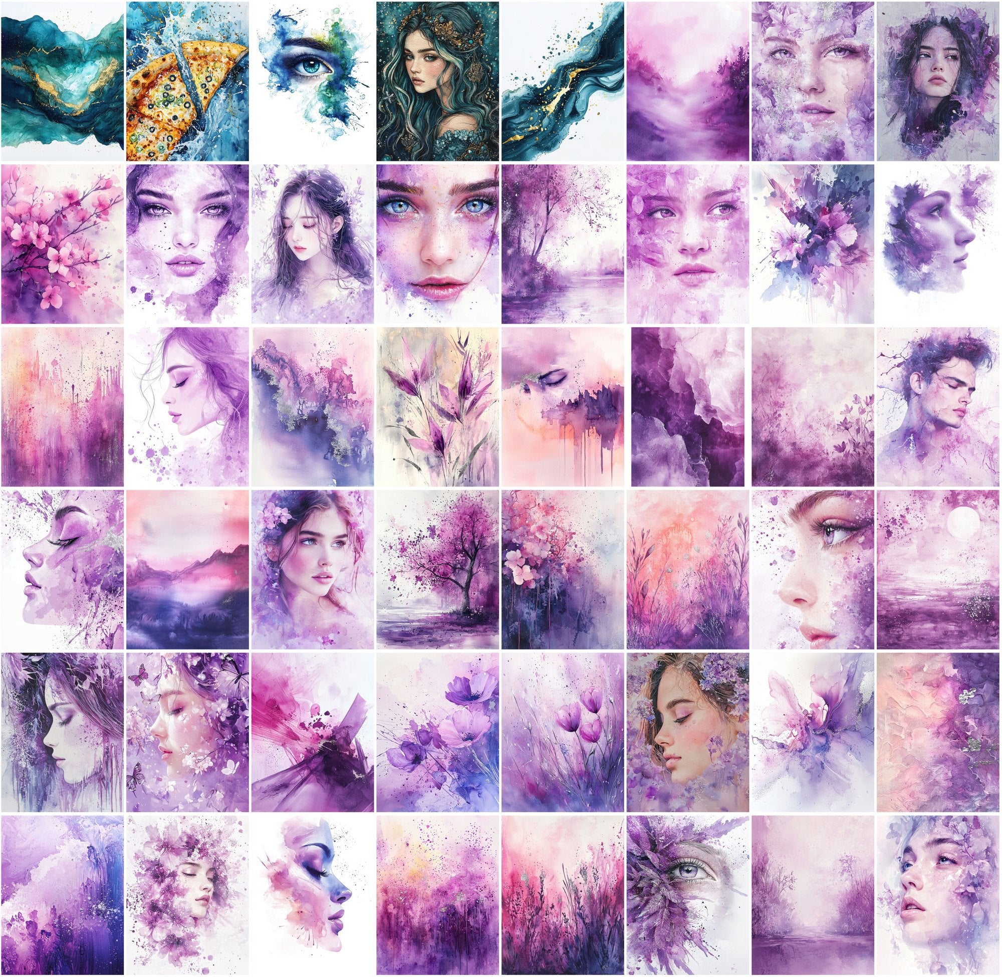 550 Watercolor Backgrounds | High-Res Abstract Splash Art JPGs with Commercial License