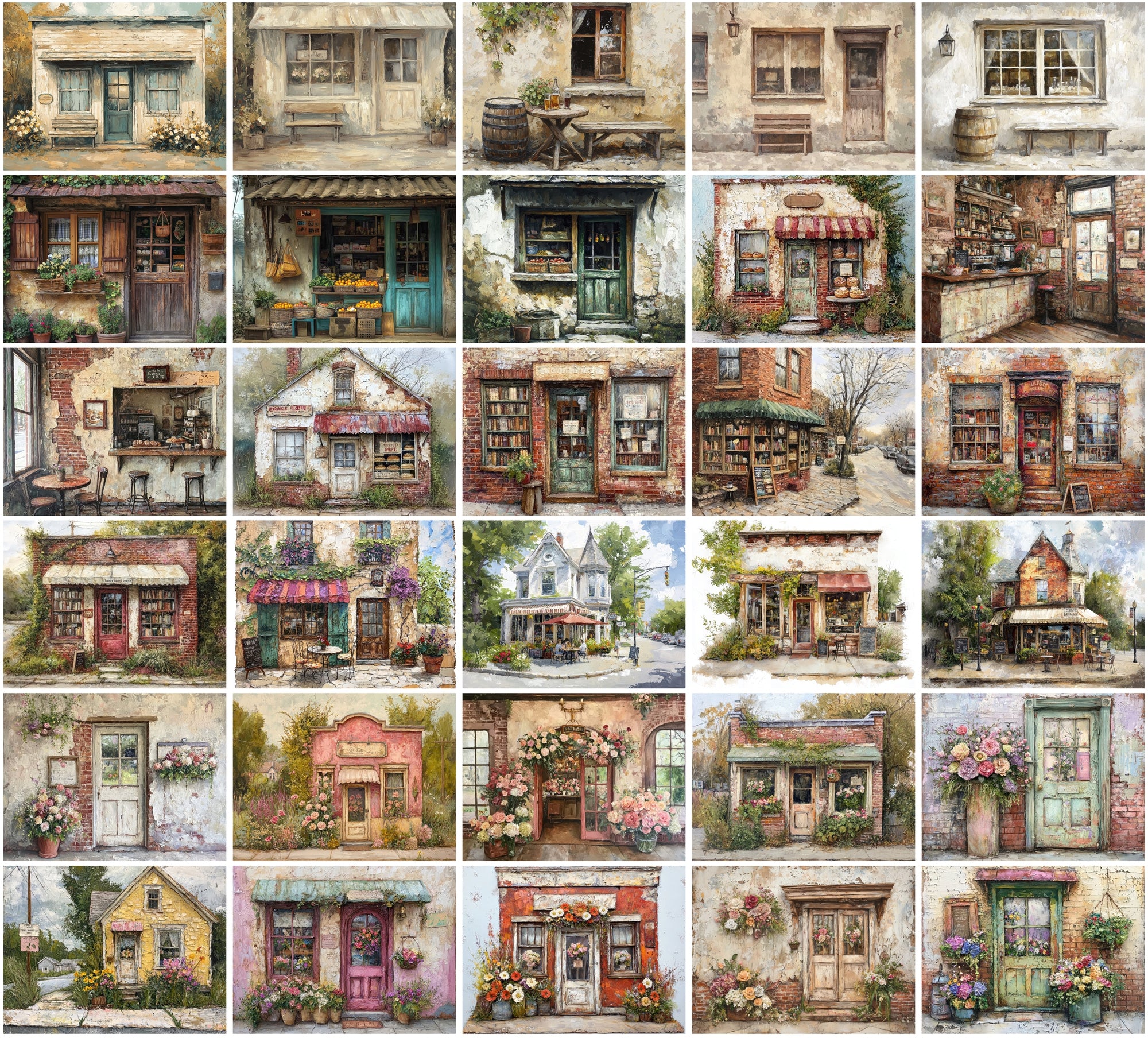Rustic House Art Bundle - 310 JPG Images, Vintage Farmhouses & Beach Huts