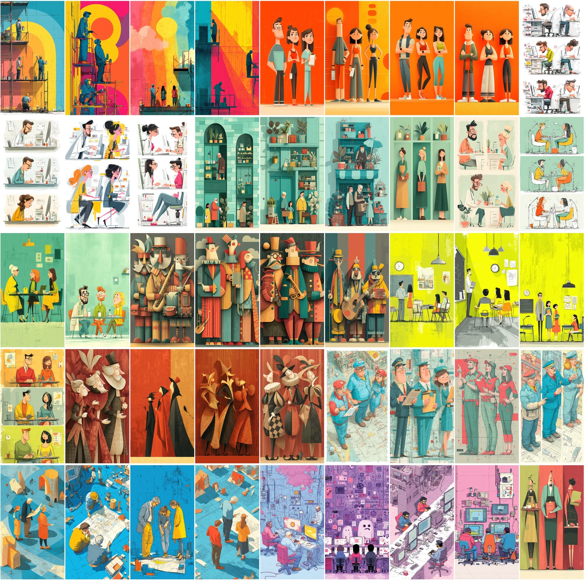 555 Flat Style Illustrations Bundle | High-Res JPGs with Commercial License