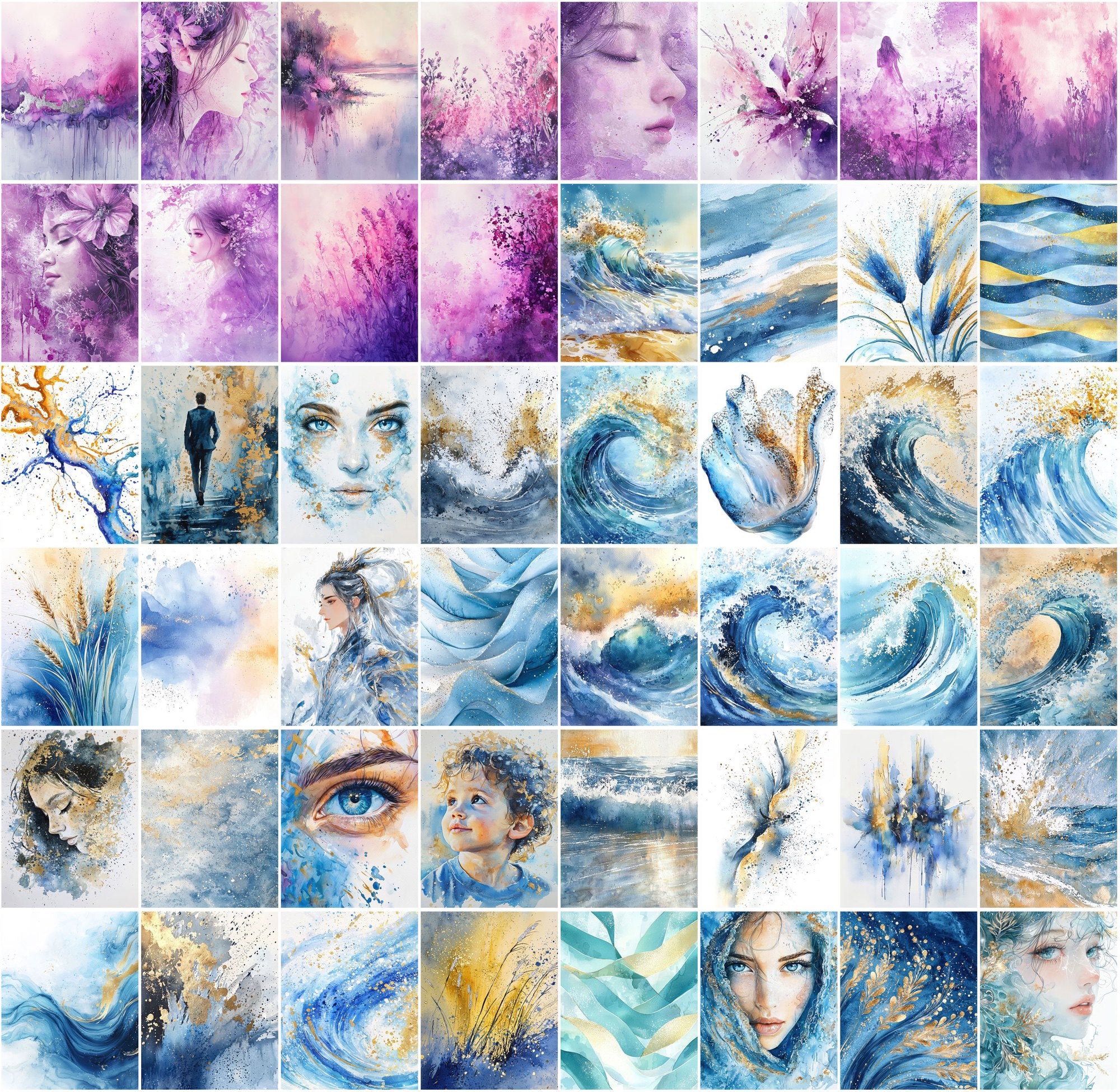 550 Watercolor Backgrounds | High-Res Abstract Splash Art JPGs with Commercial License