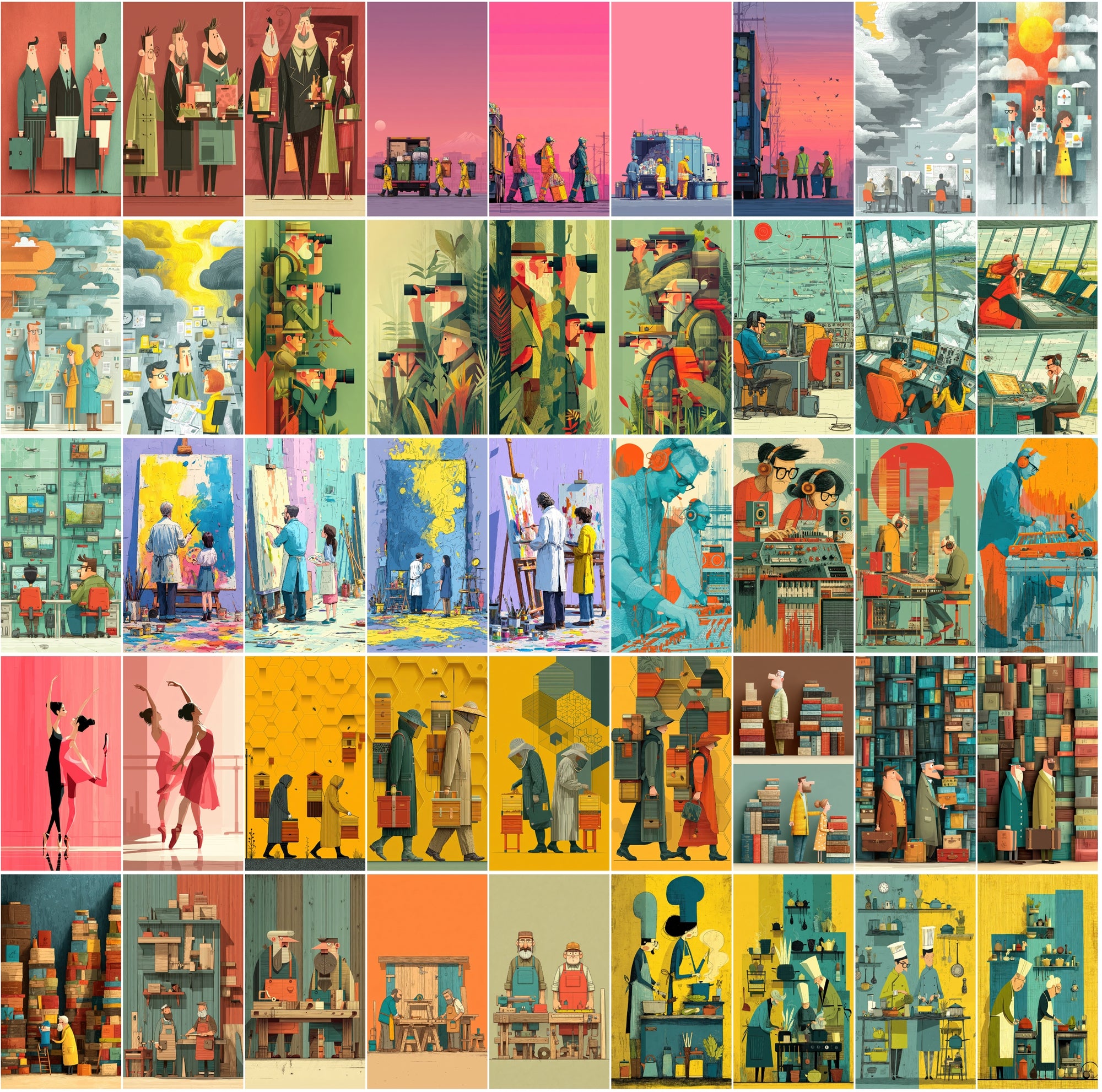 555 Flat Style Illustrations Bundle | High-Res JPGs with Commercial License
