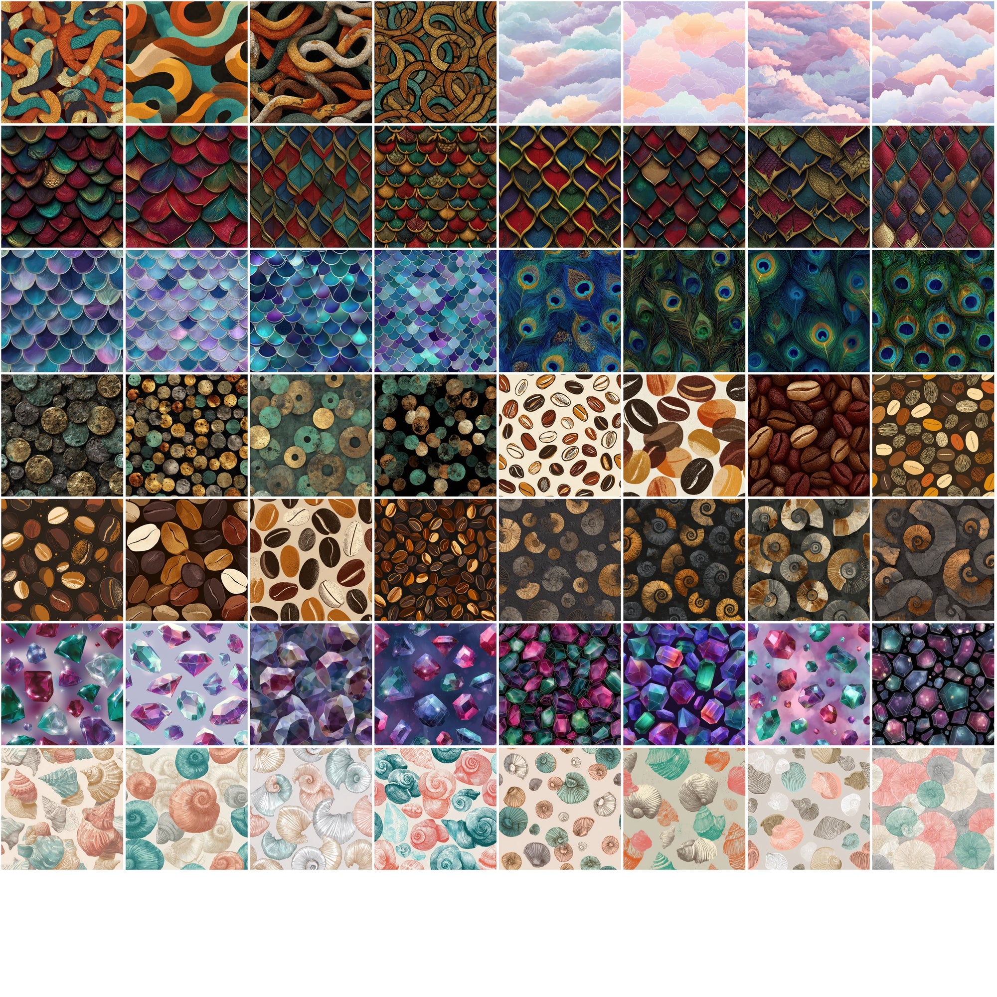 560 Seamless Pattern Tiles – Colorful Abstract Designs in JPG & .PAT for Photoshop