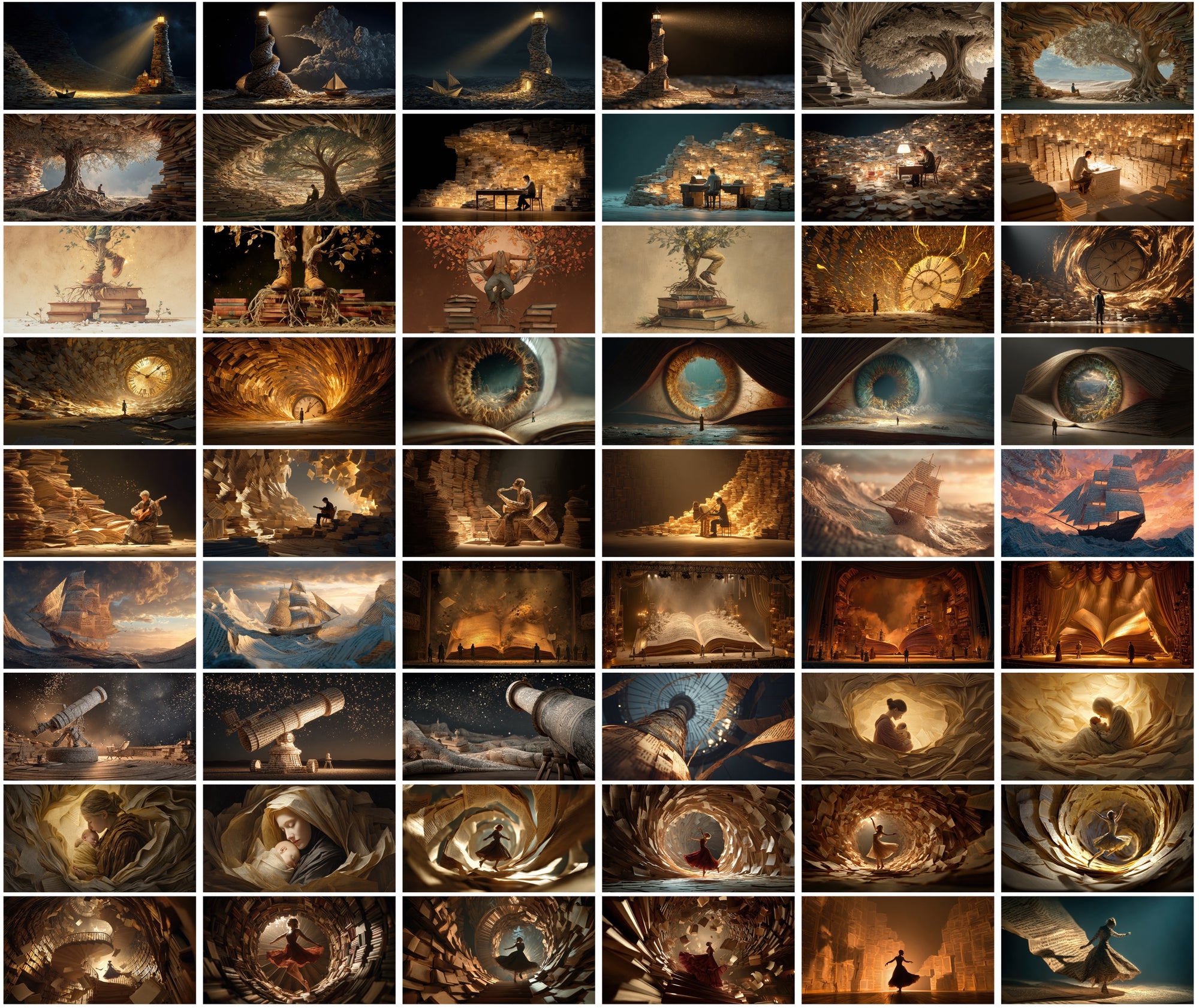 610 Surreal Book-Themed Art Images | Magical Realism Digital Backgrounds