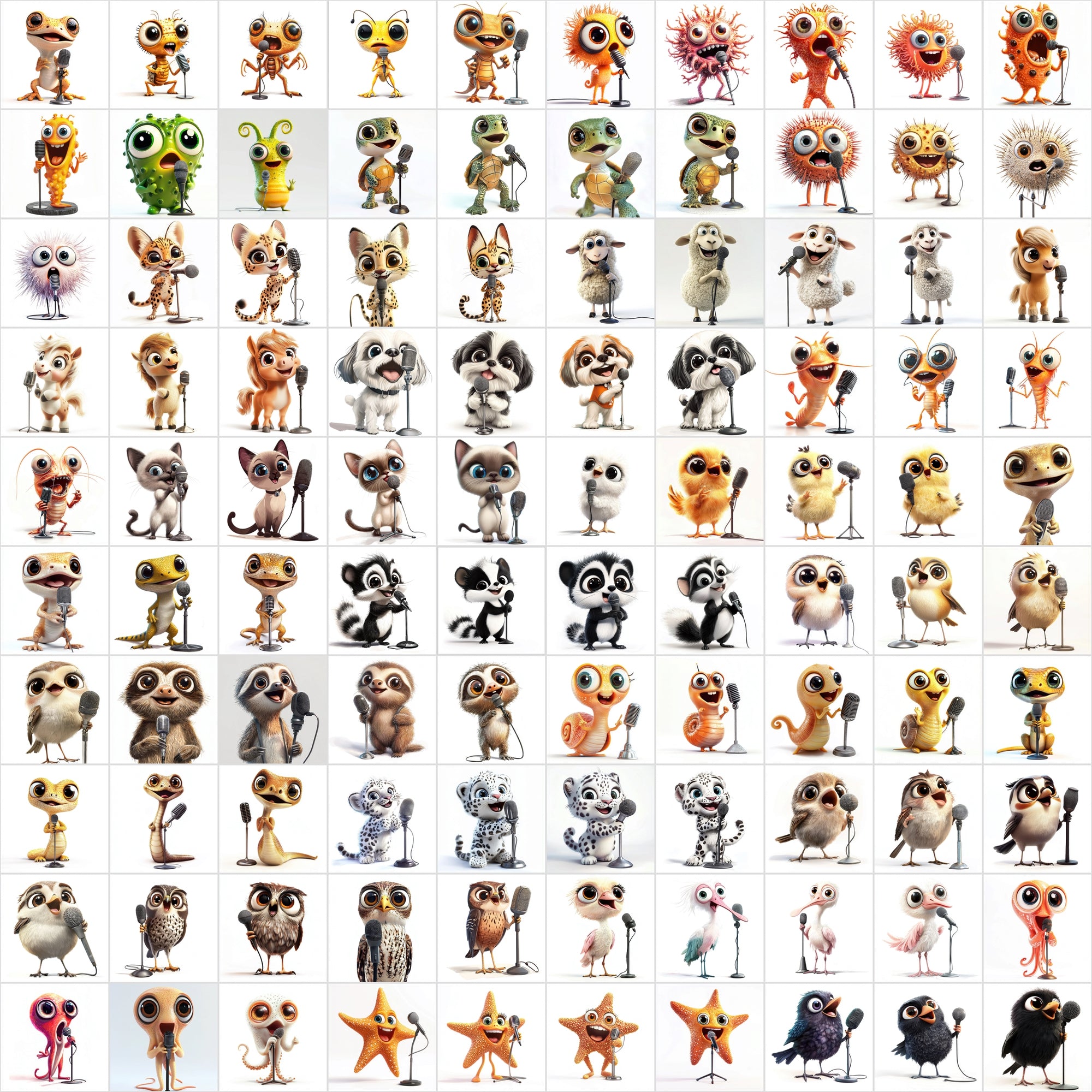 1000 High-Resolution Animal Images Holding Microphones – Commercial License Included!