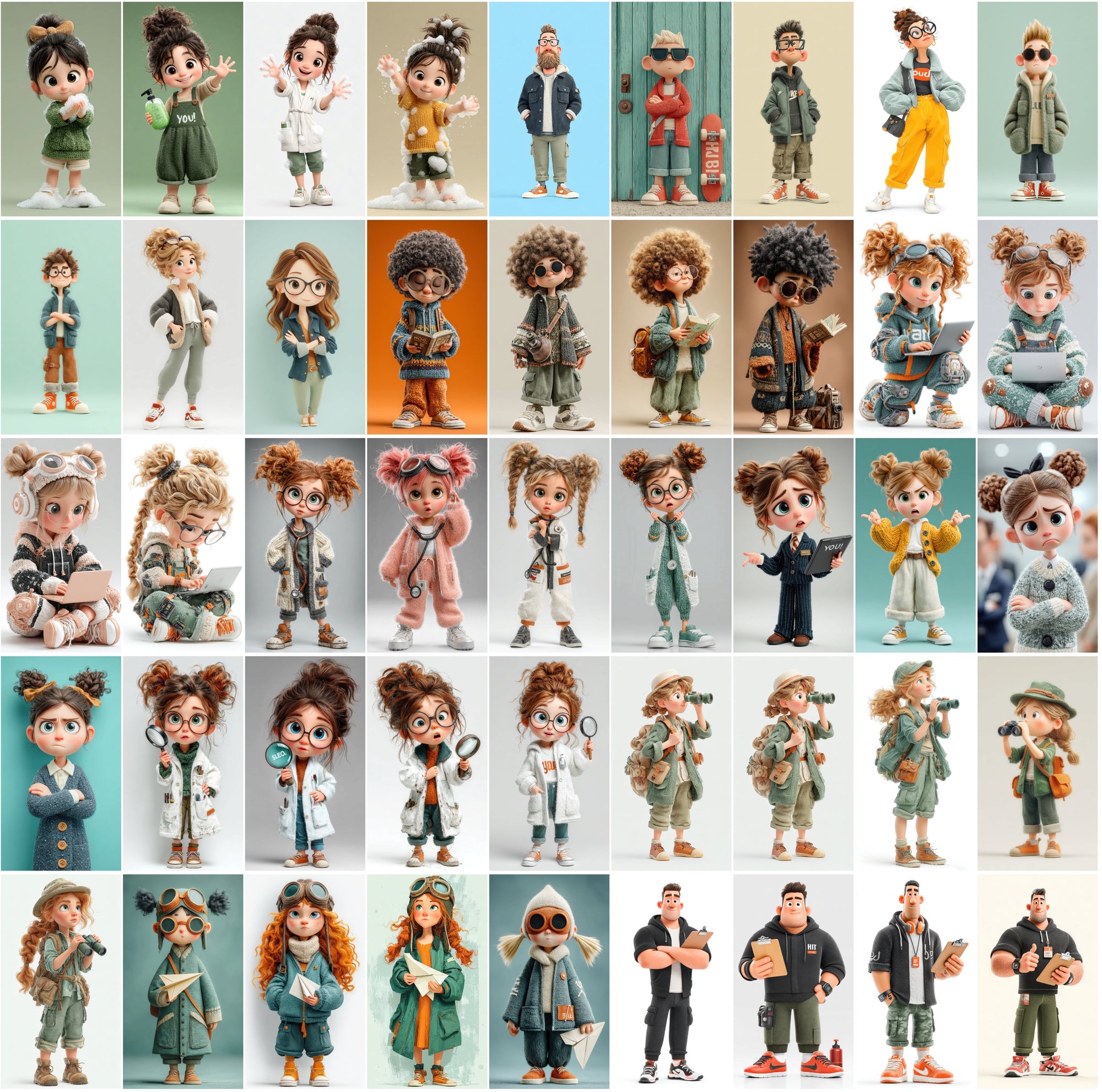 625 Cartoon 3D Boy & Girl Characters – High-Res JPGs with Commercial License