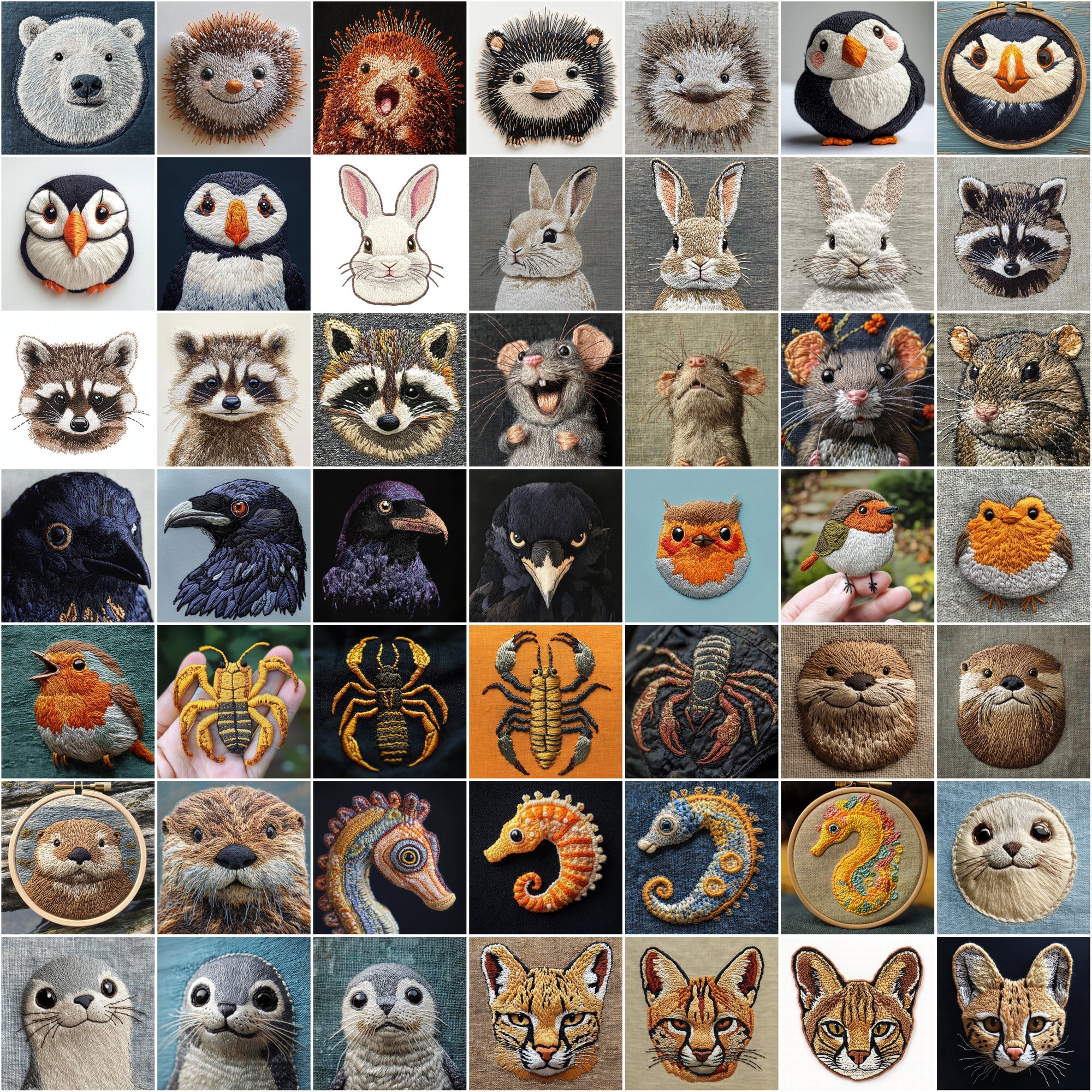 545 Embroidery Animal Facemoji Images