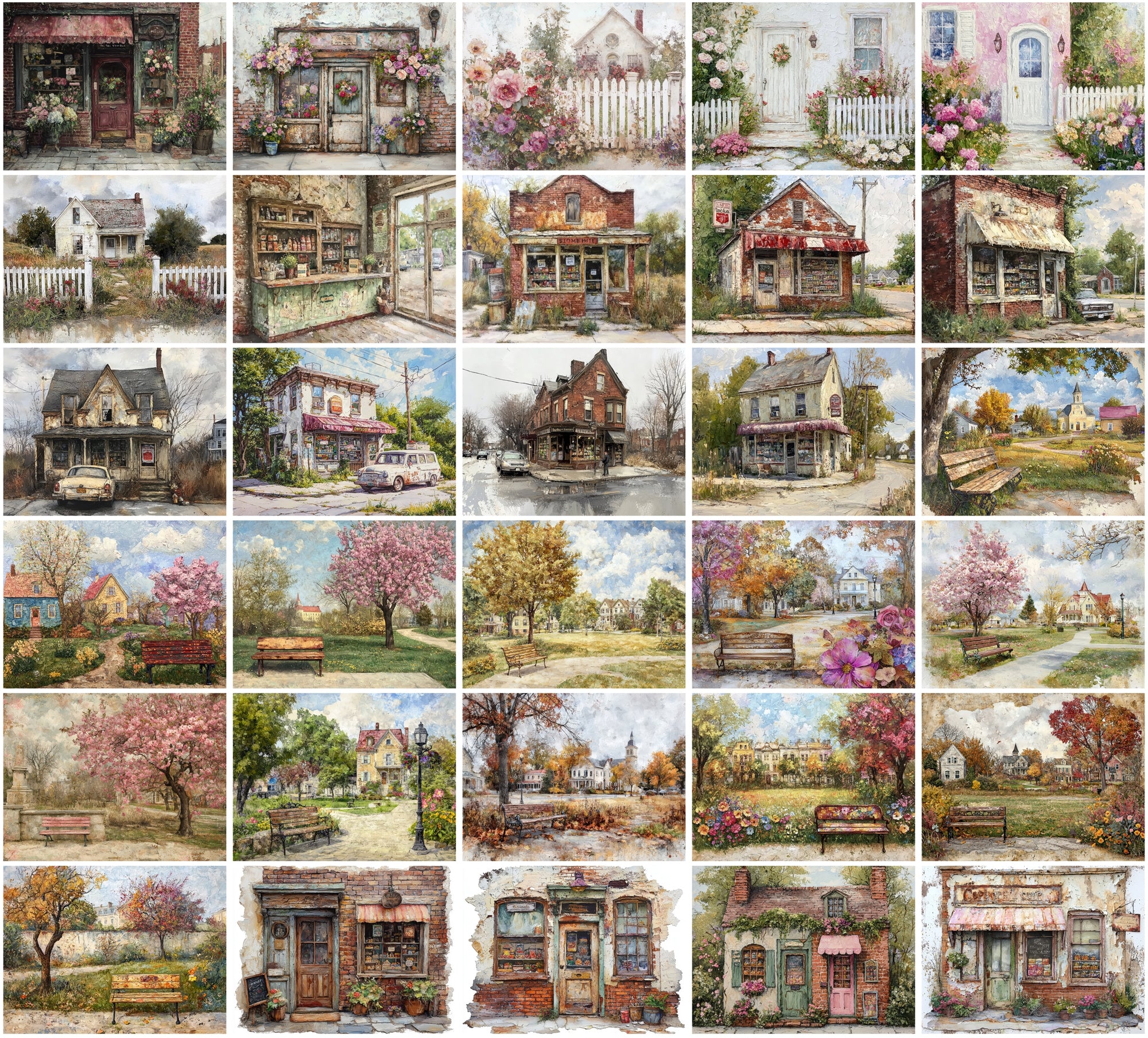 Rustic House Art Bundle - 310 JPG Images, Vintage Farmhouses & Beach Huts