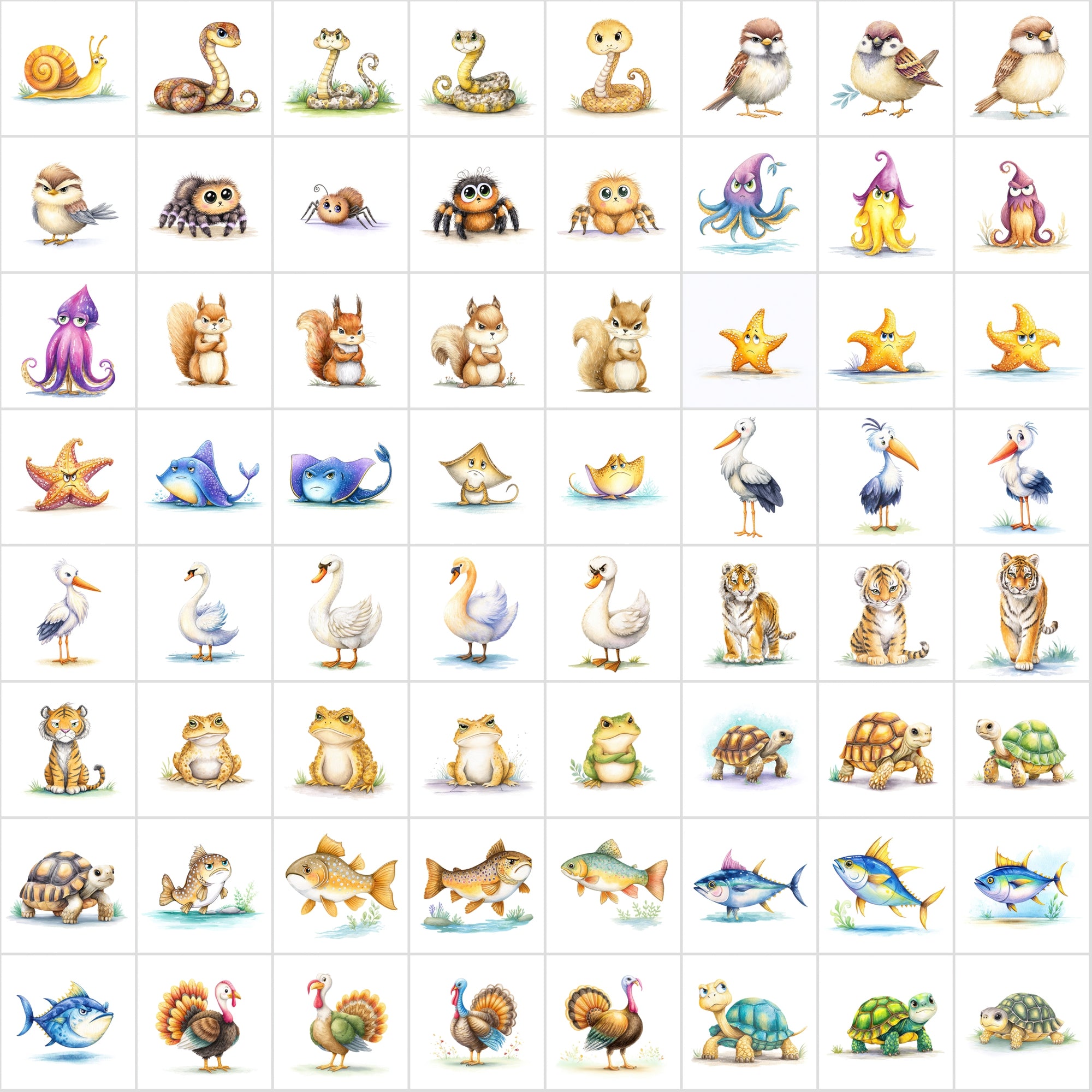 610 Grumpy Animal Illustrations
